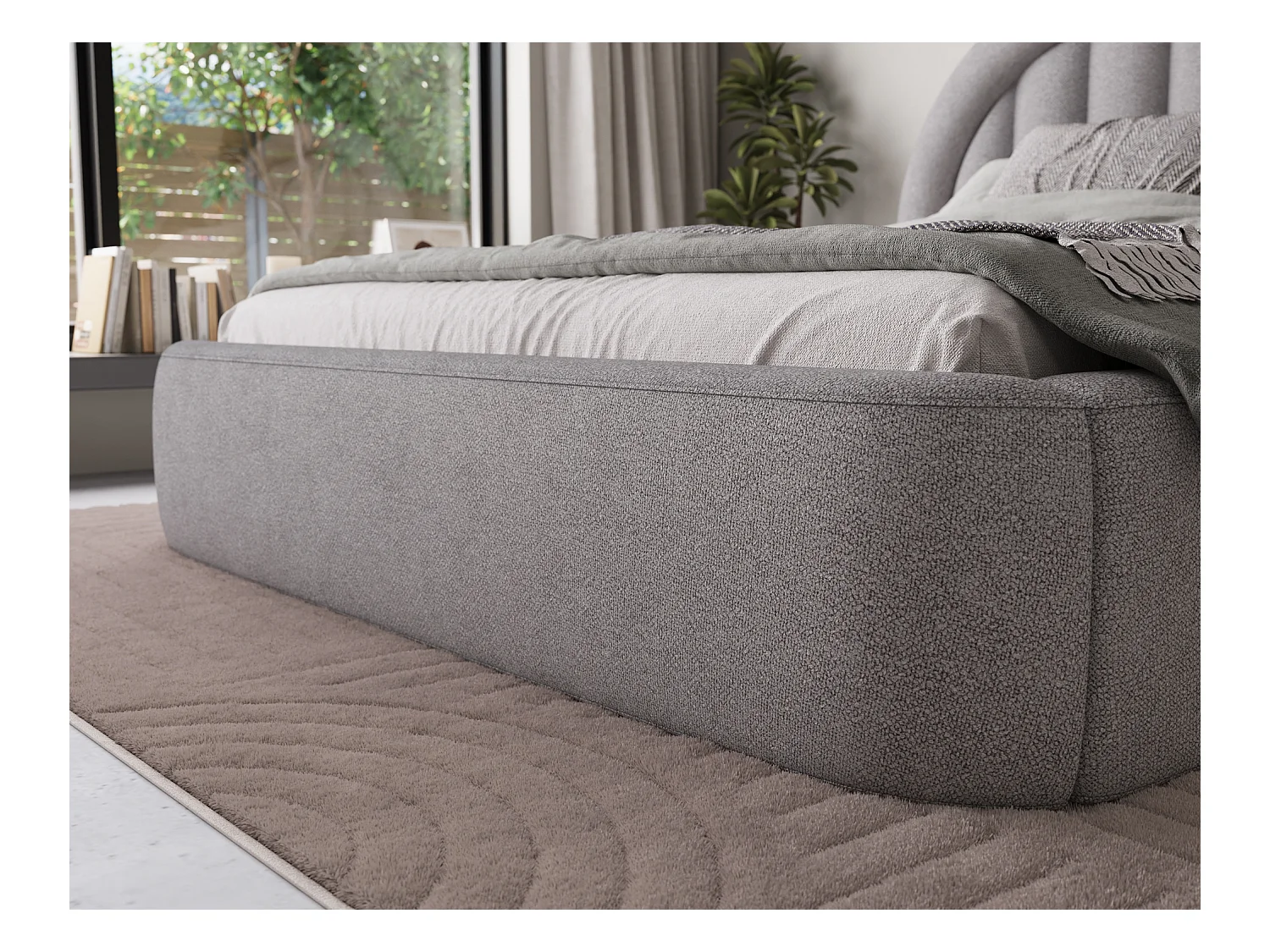 Bett Pella/180x200/Lattenrost/Stoffbezug/Grau