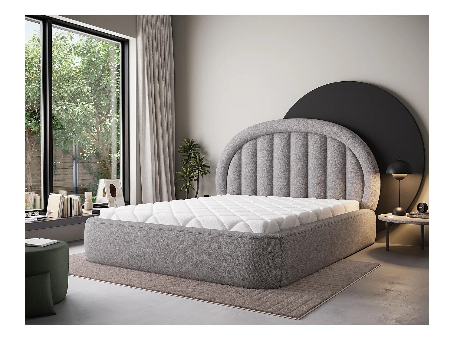 Bett Pella/180x200/Lattenrost/Stoffbezug/Grau