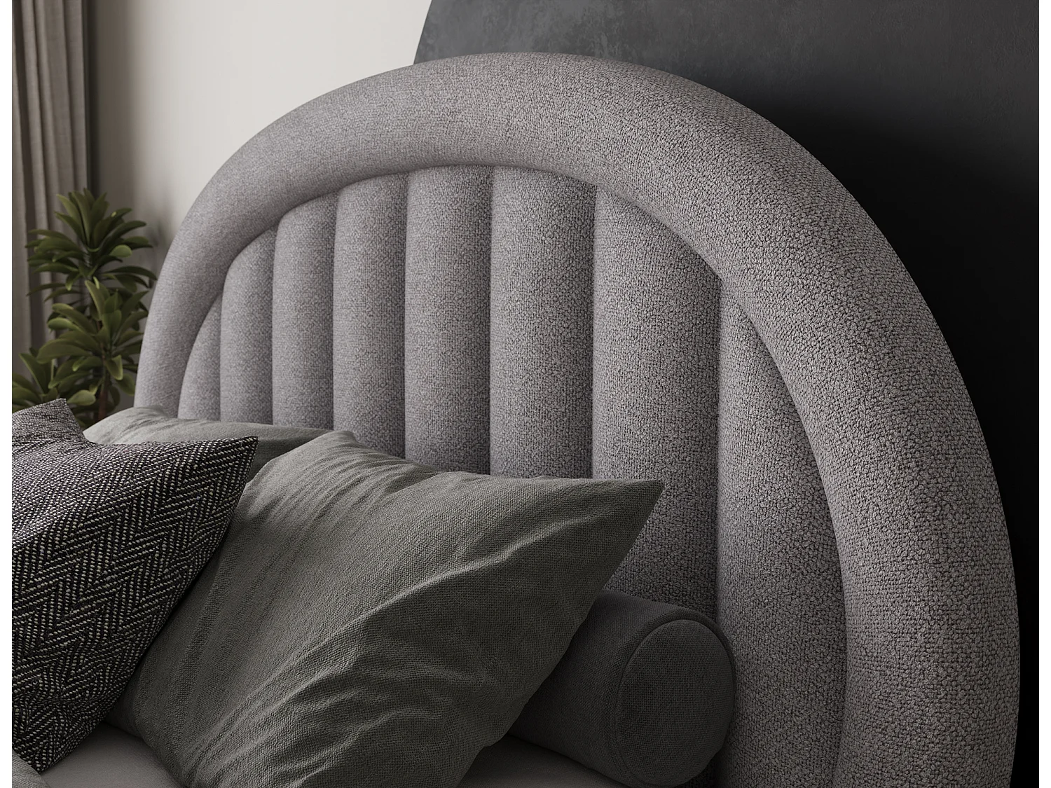 Letto Pella/180x200/rete a doghe/rivestimento in tessuto/Grigio