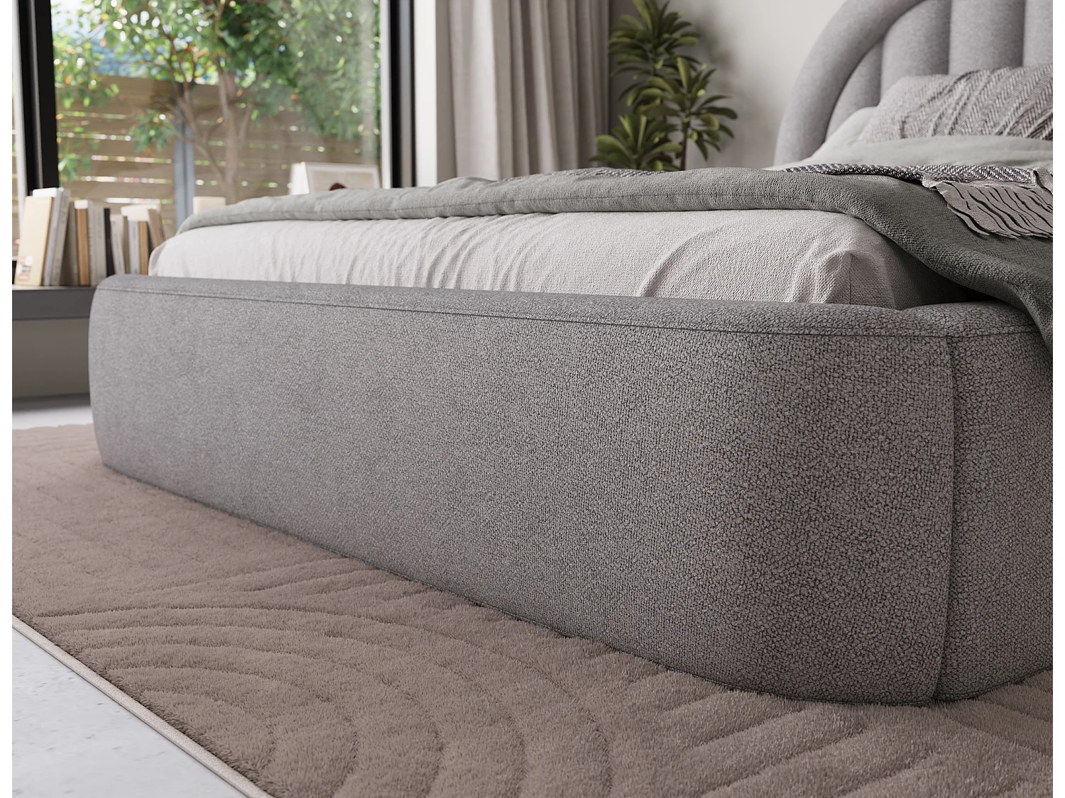 Letto Pella/180x200/rete a doghe/rivestimento in tessuto/Grigio