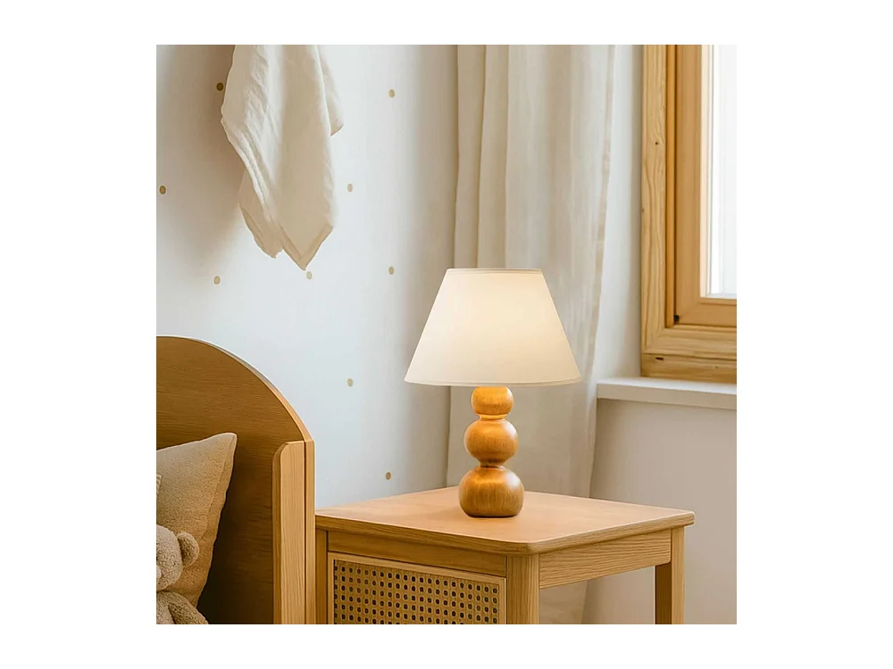 Lampe à poser en bois et tissus Woody bubbles