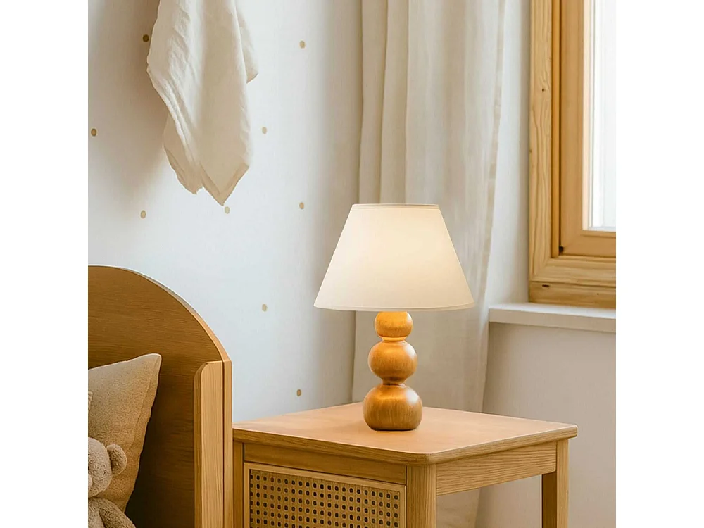 Lampe à poser en bois et tissus Woody bubbles