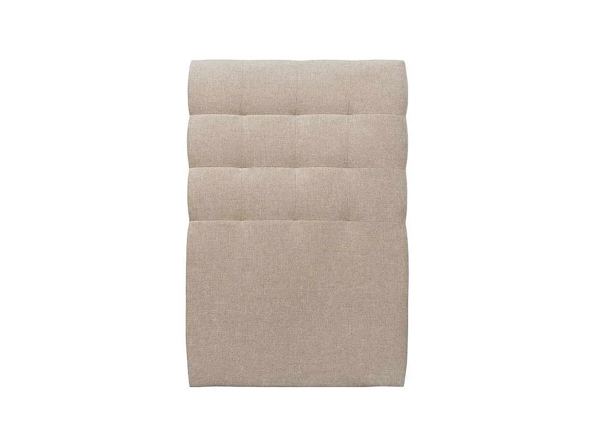Lit 90x190cm avec tête de lit capitonnée tissu et sommier kit beige brun - Hauteur totale : 29cm