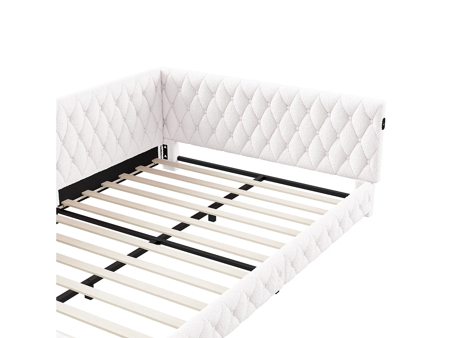 Letto estraibile 140x200 cm - Teddy velvet, Divano letto trasformabile con illuminazione LED e ricarica USB, - Beige