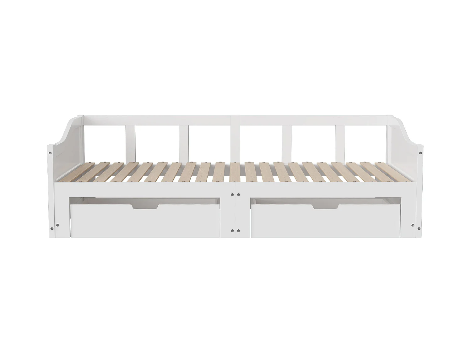 Cama de dia extensível de madeira maciça 90x200 cm com 2 gavetas de armazenamento – Convertível em cama de casal 180x200 cm