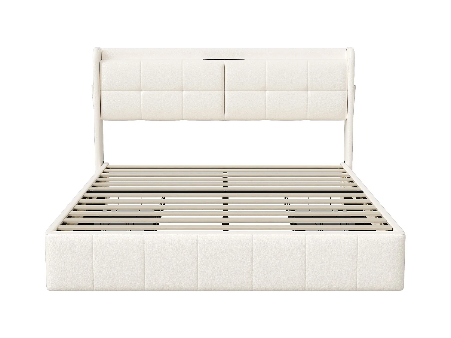 Letto matrimoniale 160 x 200 con 4 cassetti, con ricarica USB, PU, Beige