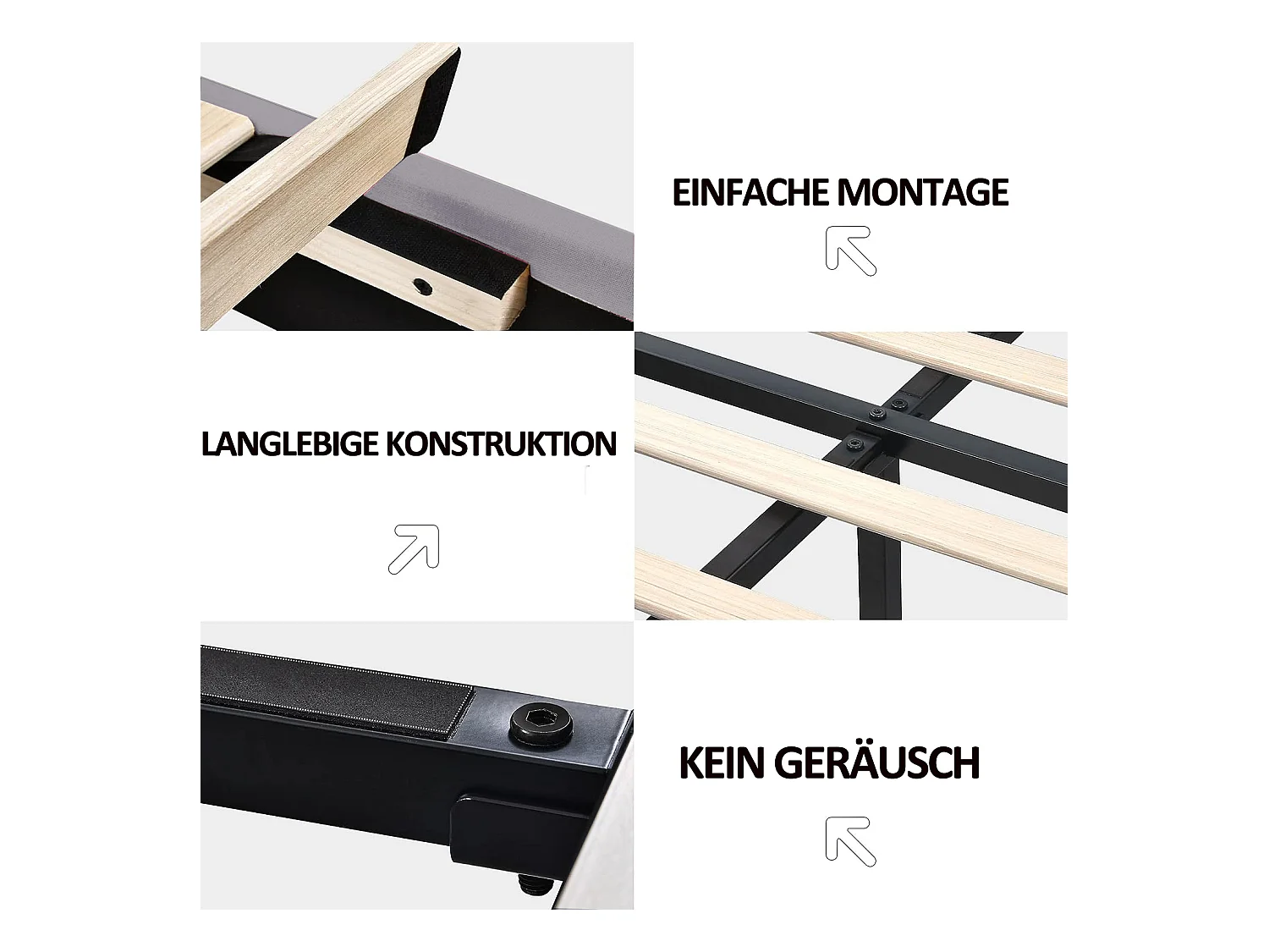 Lit capitonné avec lampes LED pour adulte - cadre de lit flottant avec sommier à lattes et tête de lit avec 2 porte USB - gris 140x200cm