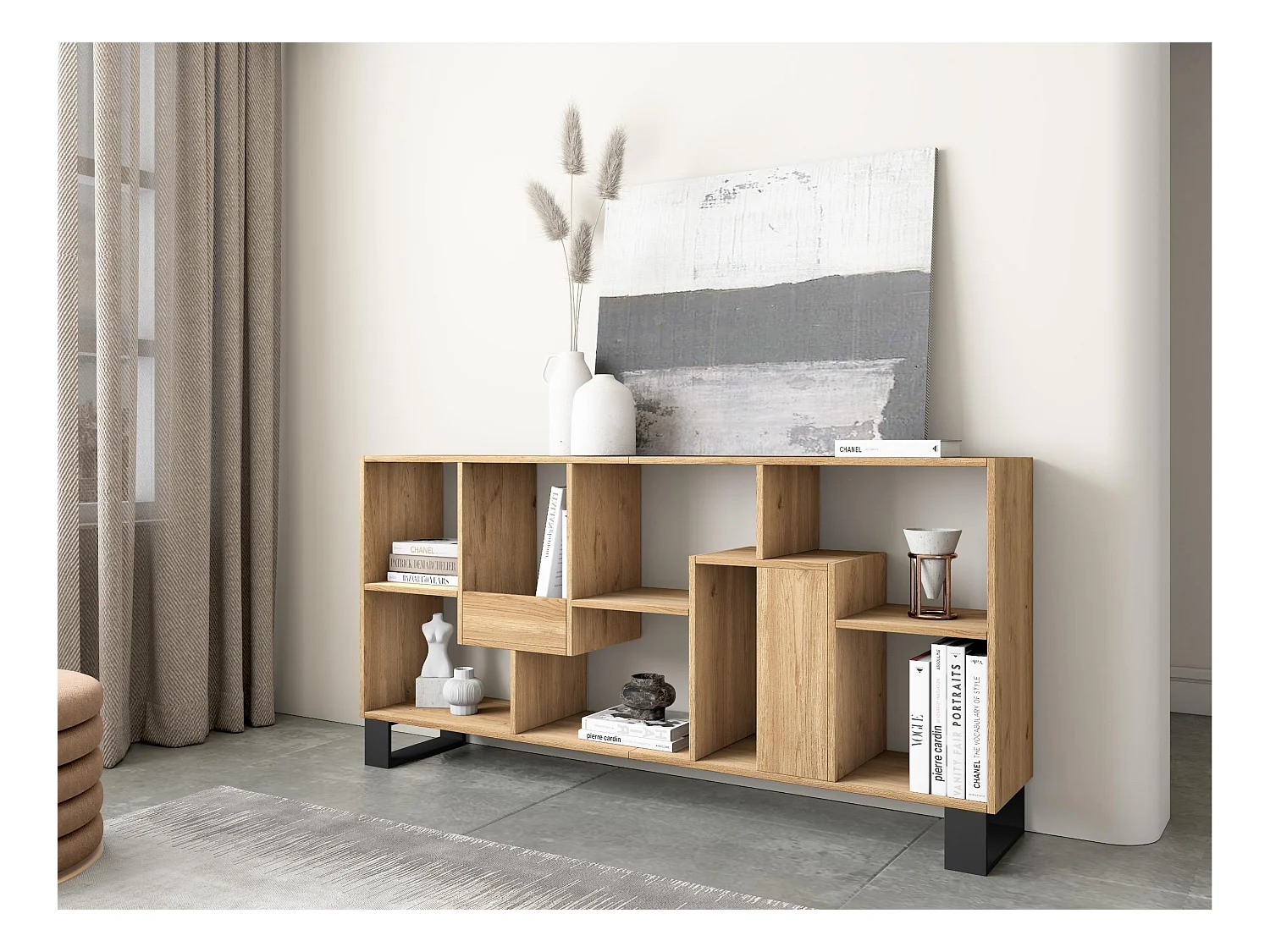 Boekenkast, Boekenplank, 174x67x31, Industrieel design, Eiken