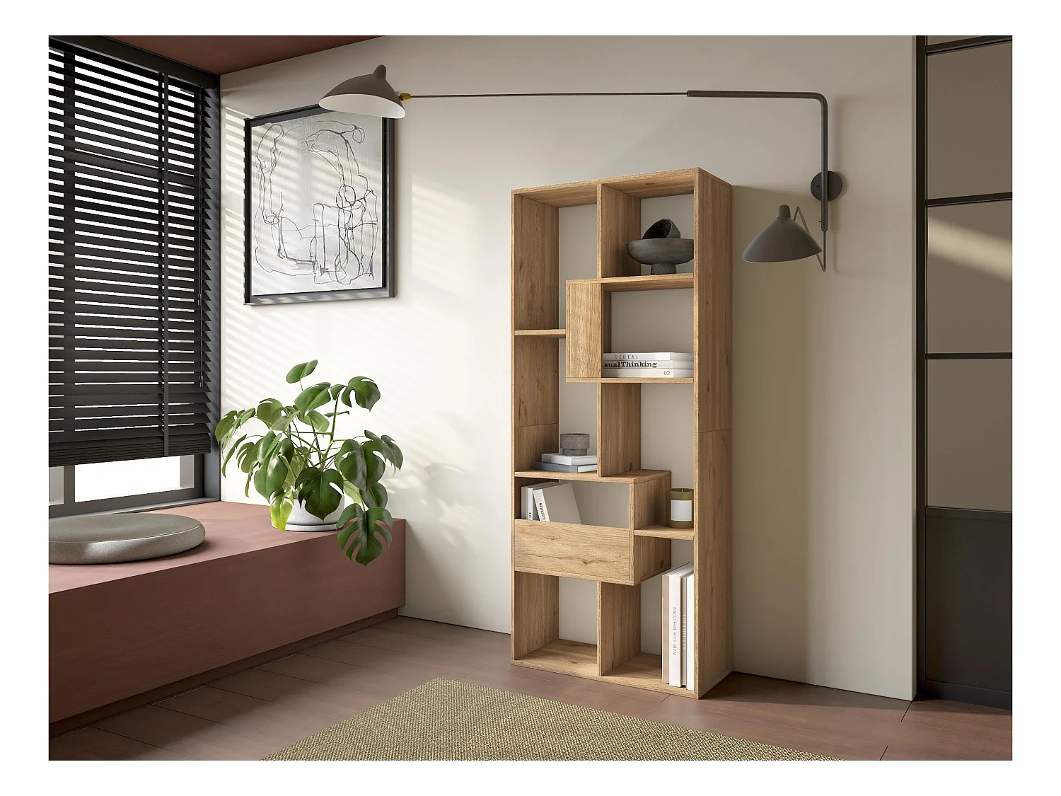 Bücherregal Bibliothek, 162x67x31cm, Aufbewahrungsregal, Eiche