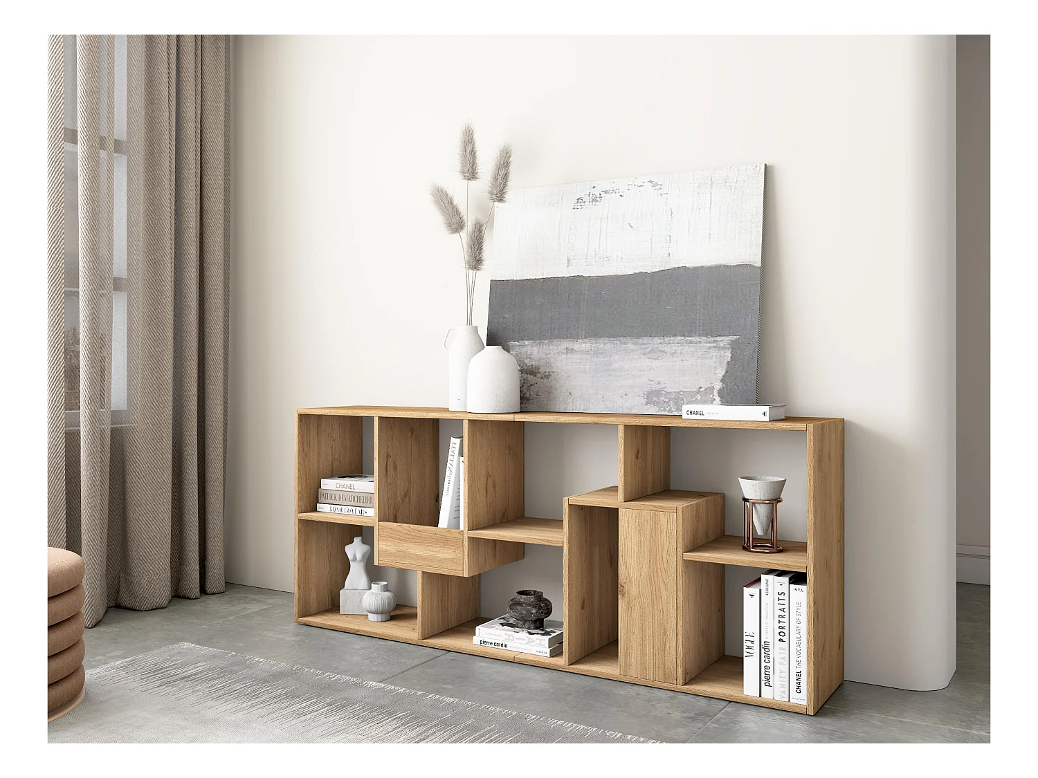 Bücherregal Bibliothek, 162x67x31cm, Aufbewahrungsregal, Eiche