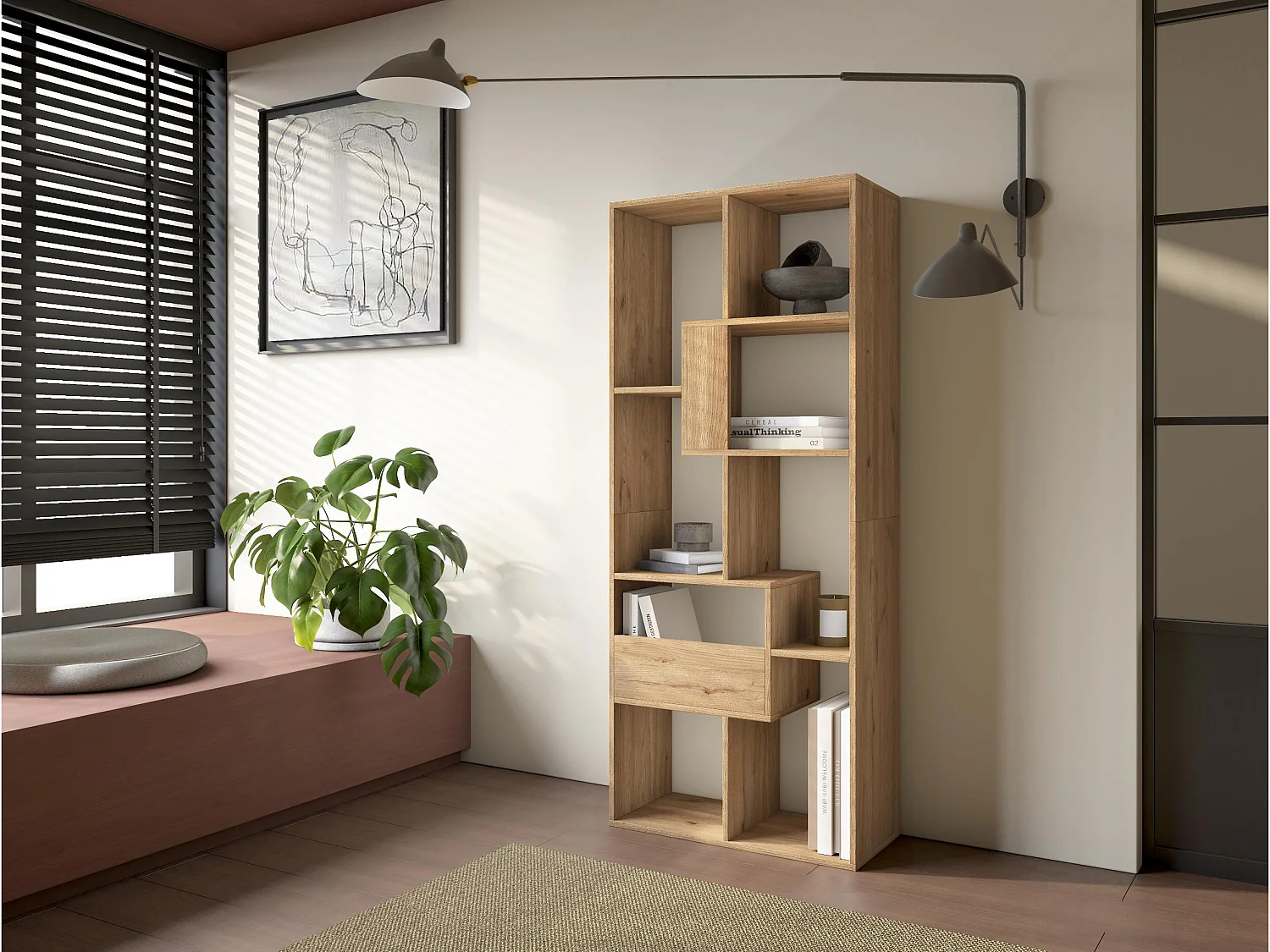 Libreria scaffale, 162x67x31cm, Per libri, Rovere