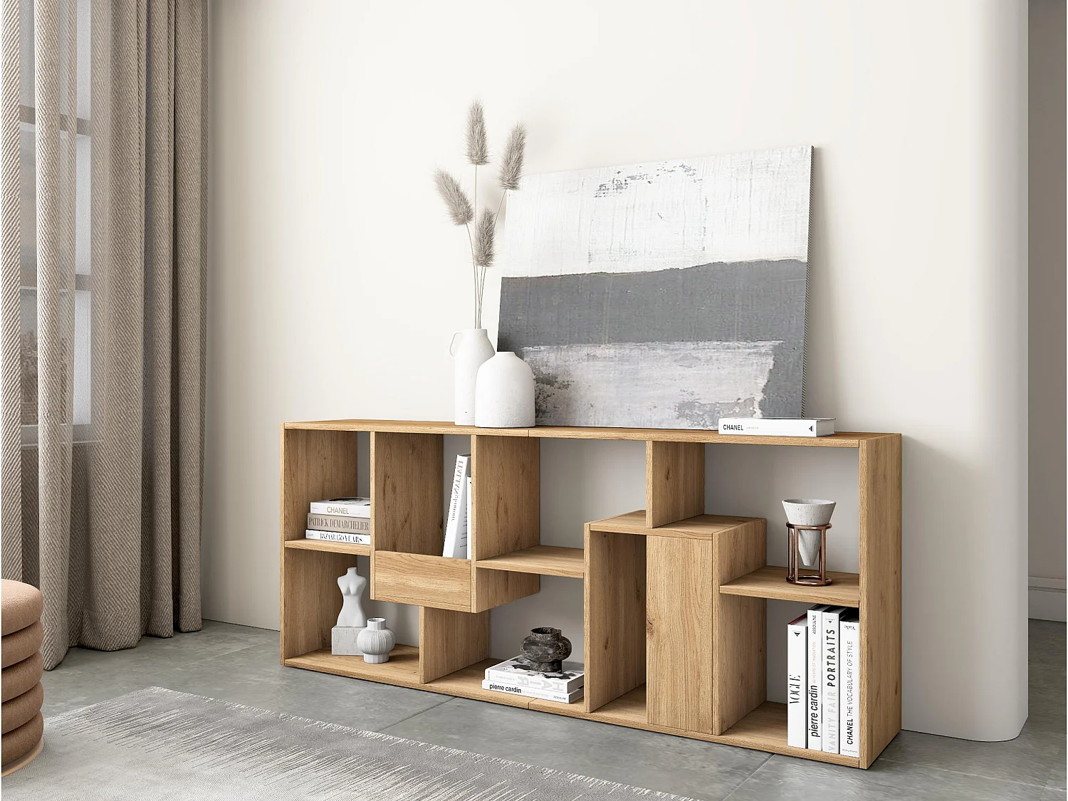 Libreria scaffale, 162x67x31cm, Per libri, Rovere