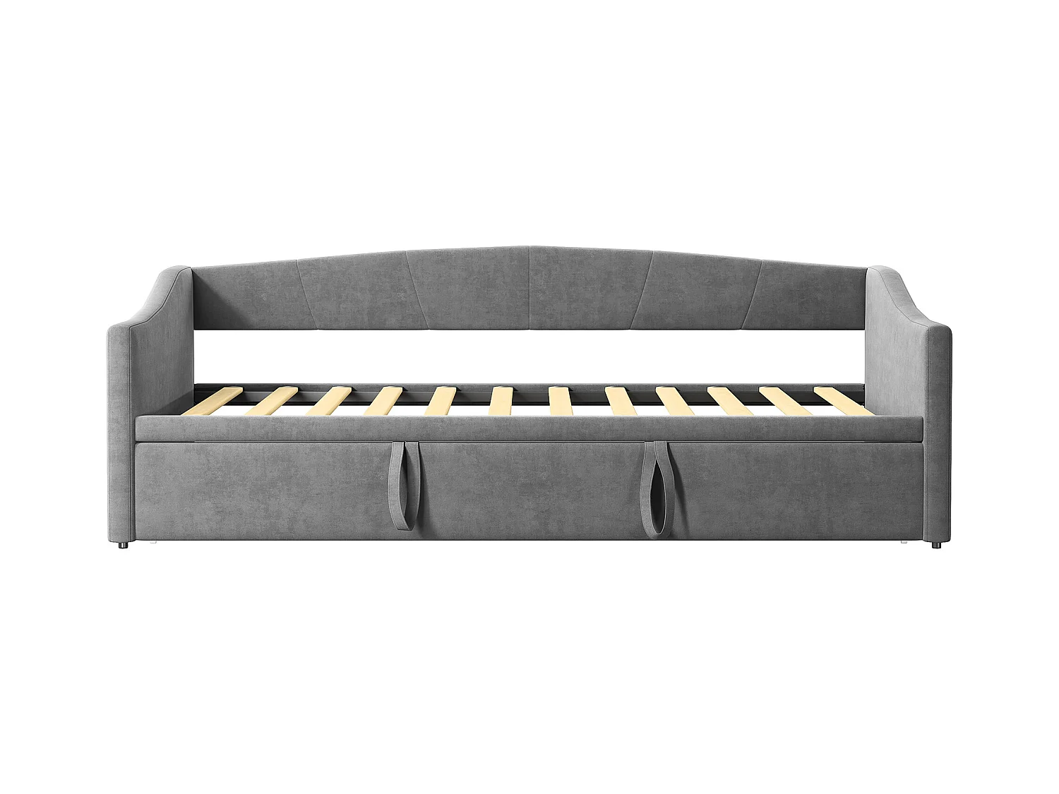 Ausziehbett 90/180x200 cm – Umbaubares Polsterbett mit Lattenrost – Multifunktionales ausziehbares Schlafsofa aus weichem Samtstoff – Grau