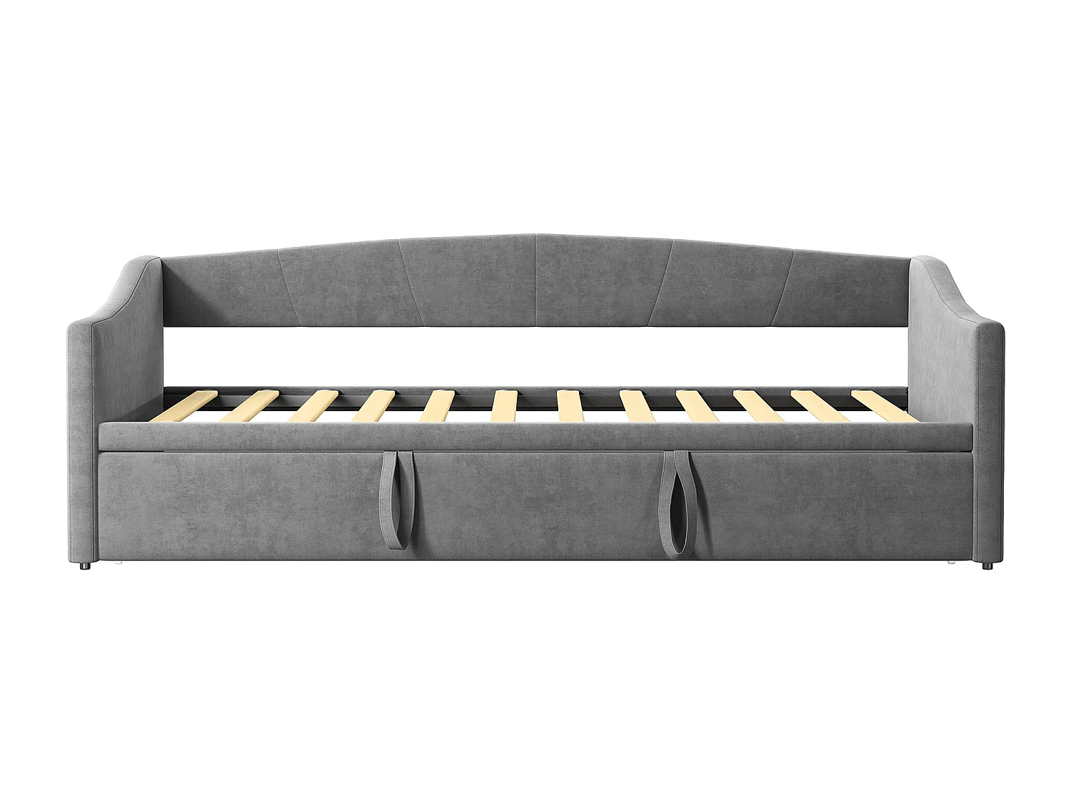 Cama nido 90/180x200 cm – Cama convertible tapizada con somier de láminas – Sofá cama extensible multifuncional en suave tejido de terciopelo – Gris