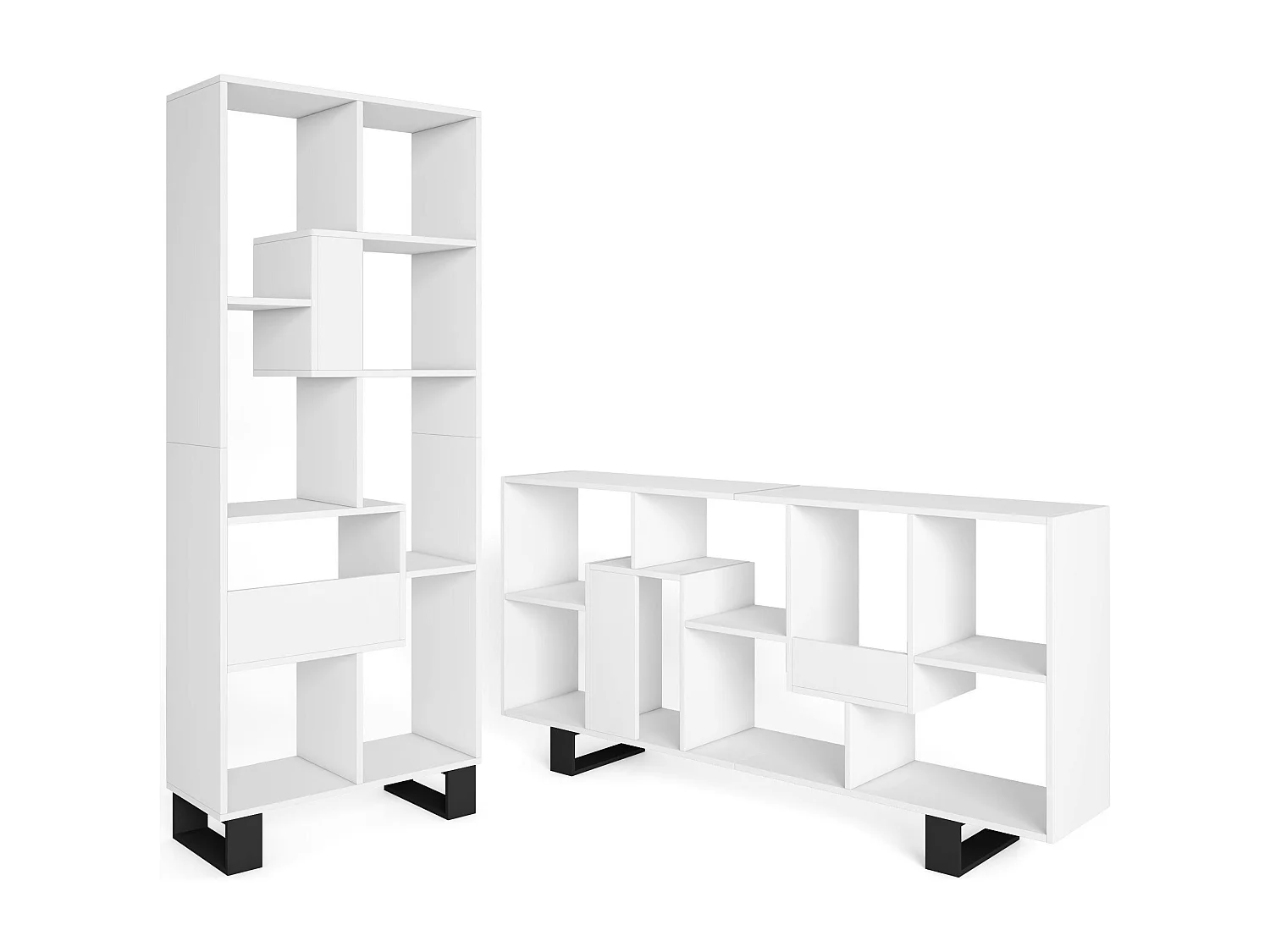 Librería estantería, 174x67x31, Diseño industrial, Blanco