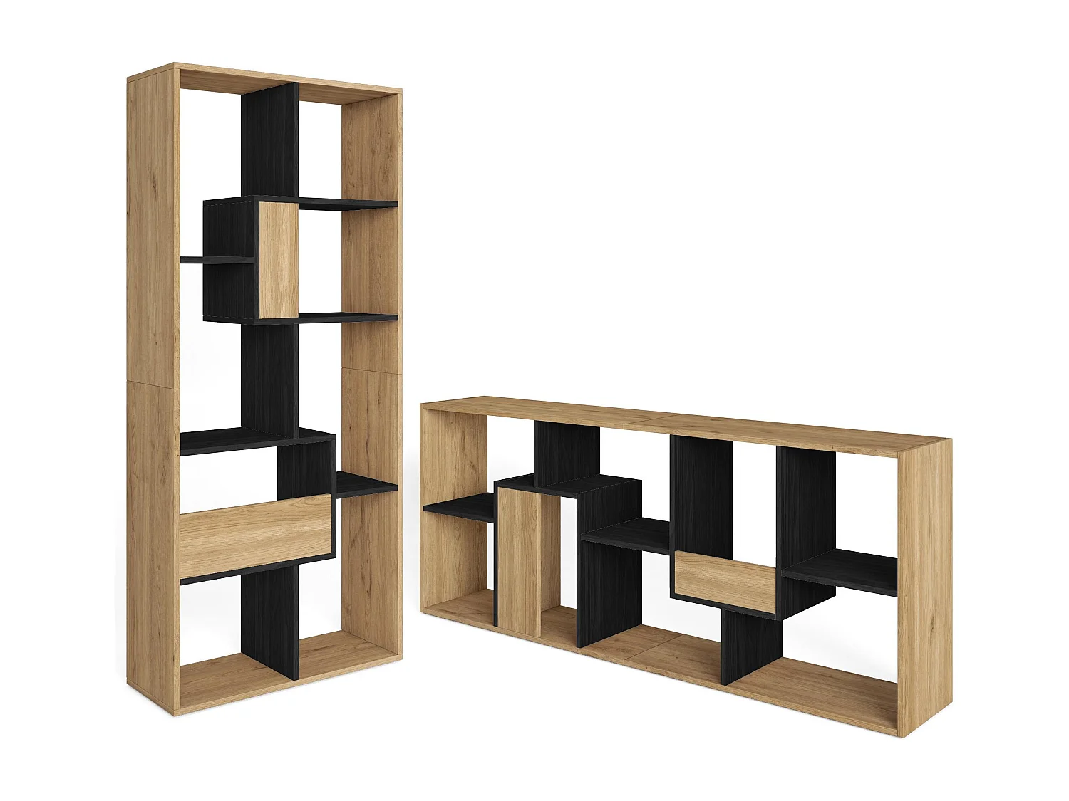 Étagère Bibliothèque, 162x67x31cm, Salon, Bureau, Chêne et noir