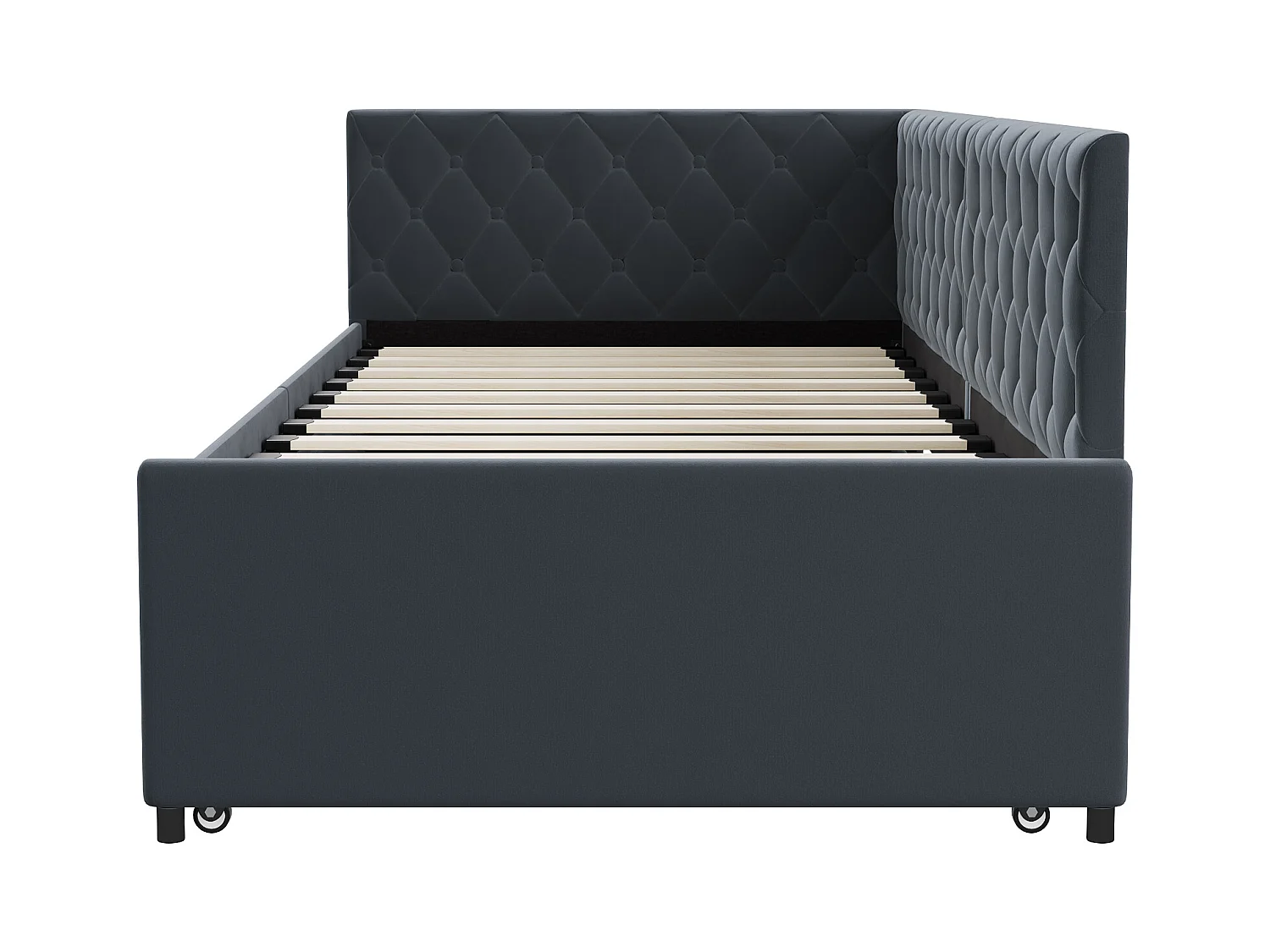 Ausziehbett 90x200 cm, Polsterschlafsofa, Leinenstoff, mit Lattenrost, ohne Matratze - Grau