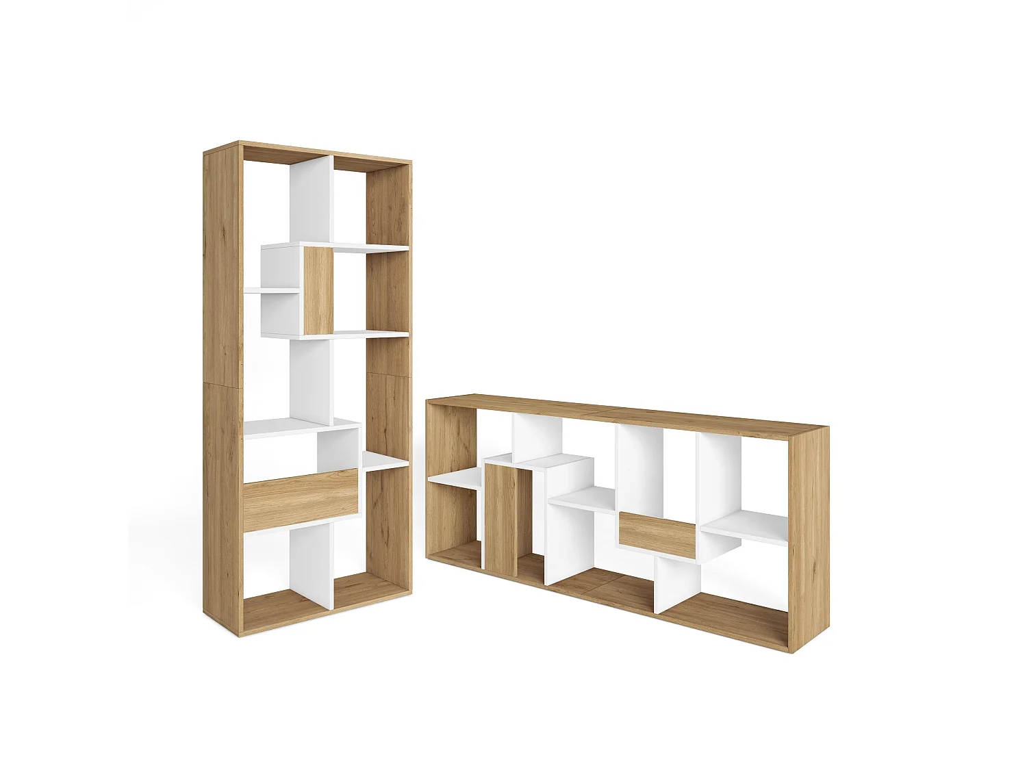Libreria scaffale, 162x67x31cm, Per libri, Rovere e bianco