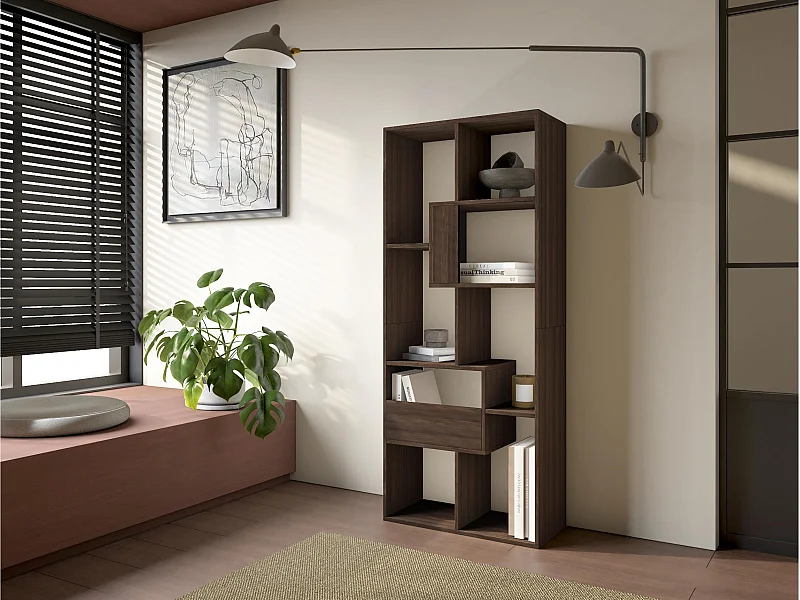 Boekenkast, Boekenplank, 162x67x31cm, Kantoorplank, Donkere eik