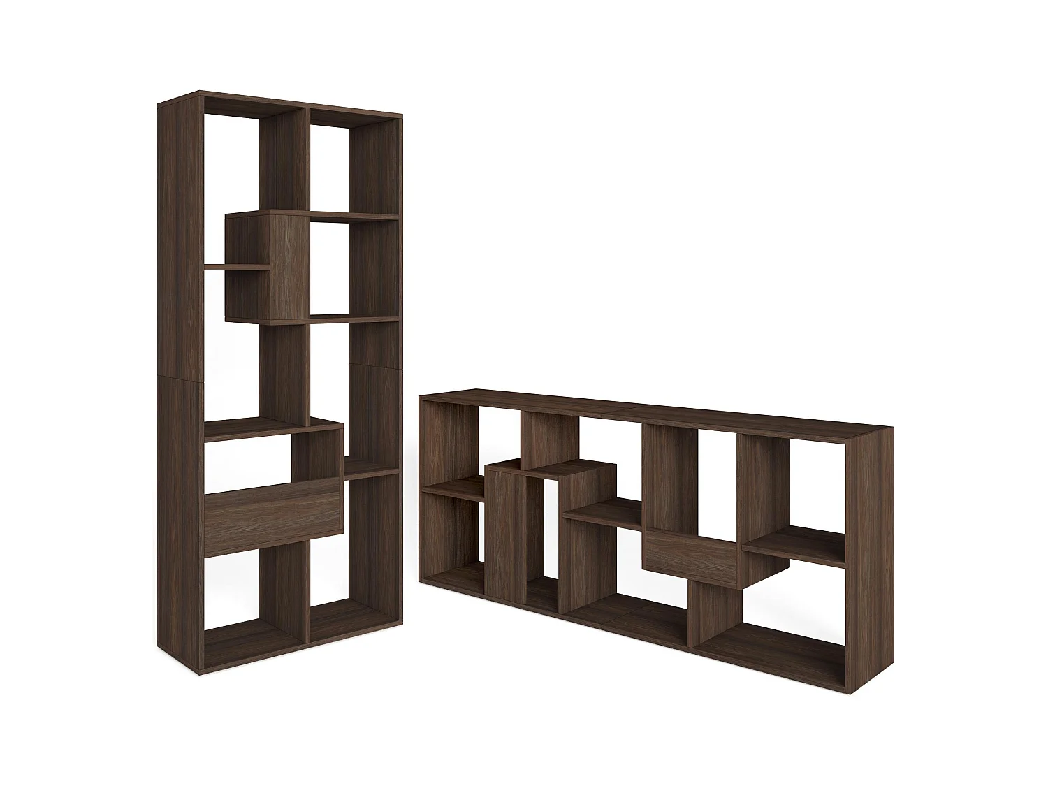 Boekenkast, Boekenplank, 162x67x31cm, Kantoorplank, Donkere eik