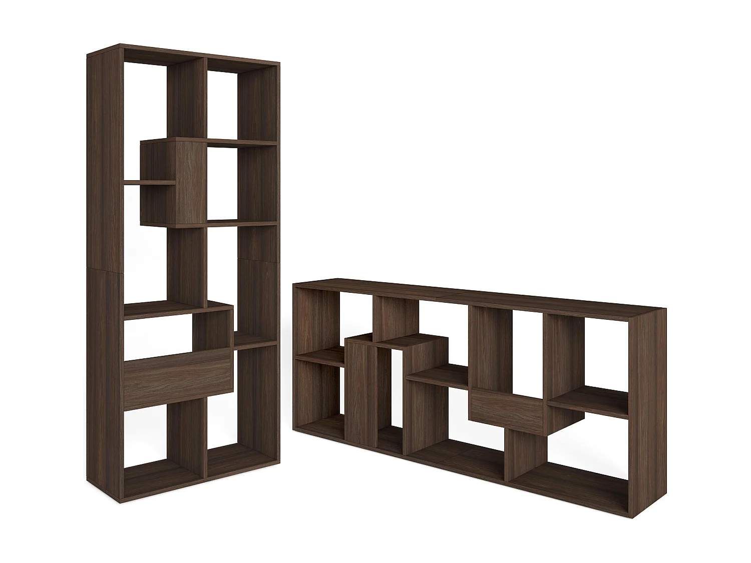 Boekenkast, Boekenplank, 162x67x31cm, Kantoorplank, Donkere eik