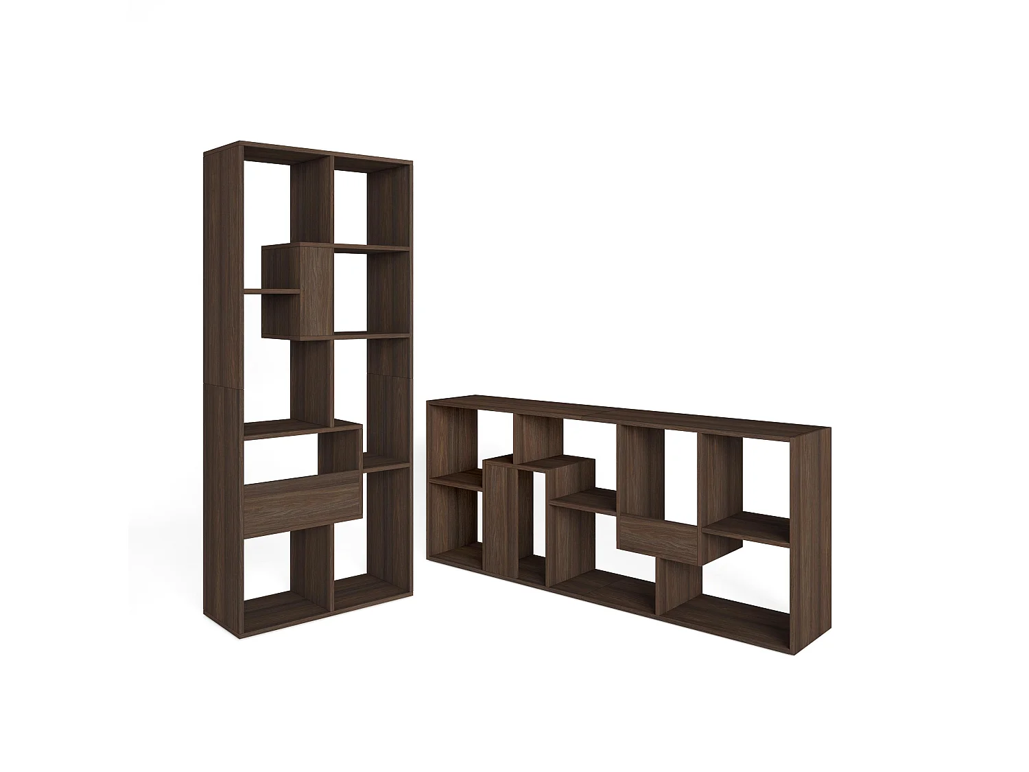 Boekenkast, Boekenplank, 162x67x31cm, Kantoorplank, Donkere eik