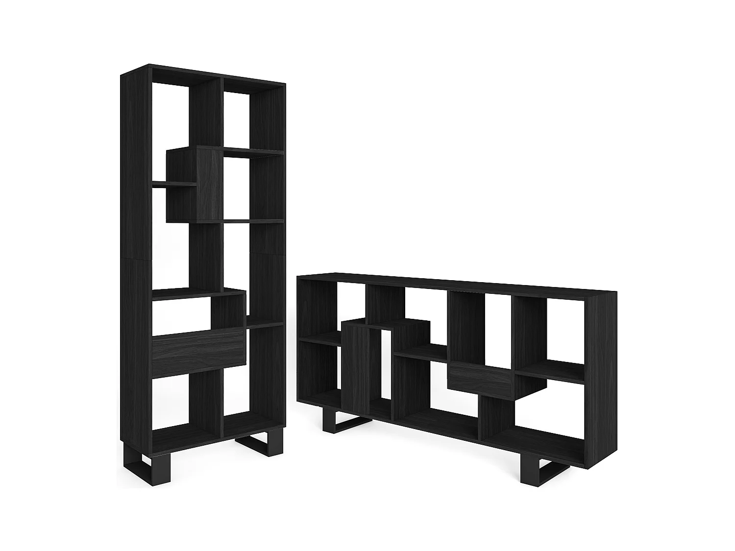 Librería estantería, 174x67x31, Diseño industrial, Negro