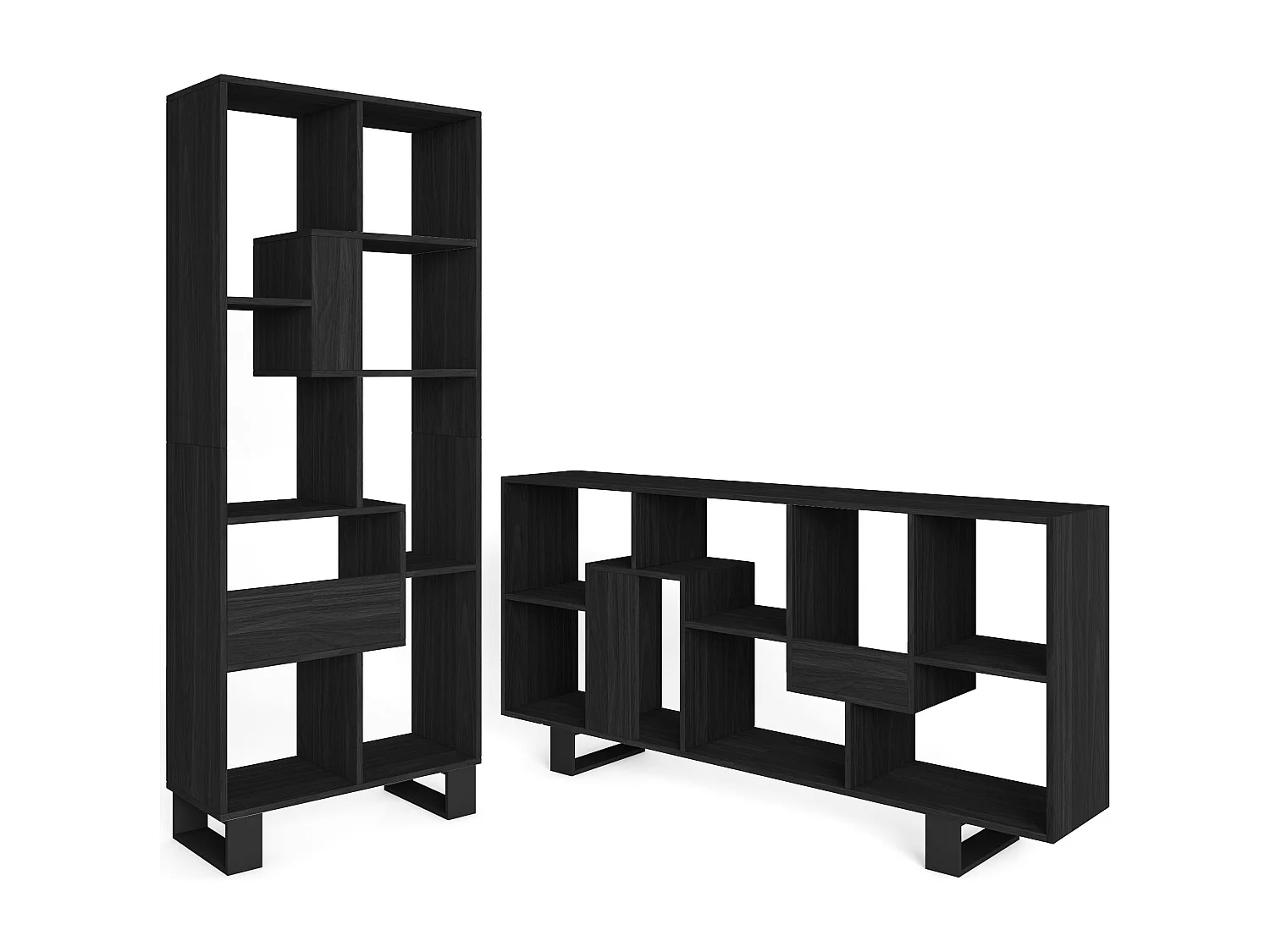 Librería estantería, 174x67x31, Diseño industrial, Negro