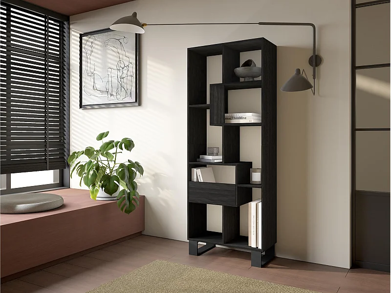 Estantes de prateleiras , 174x67x31, Design industrial, Preto