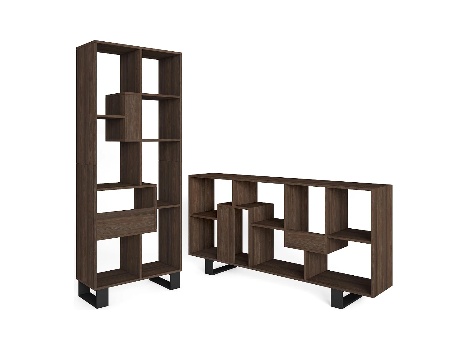 Boekenkast, Boekenplank, 174x67x31, Industrieel design, Donkere eik