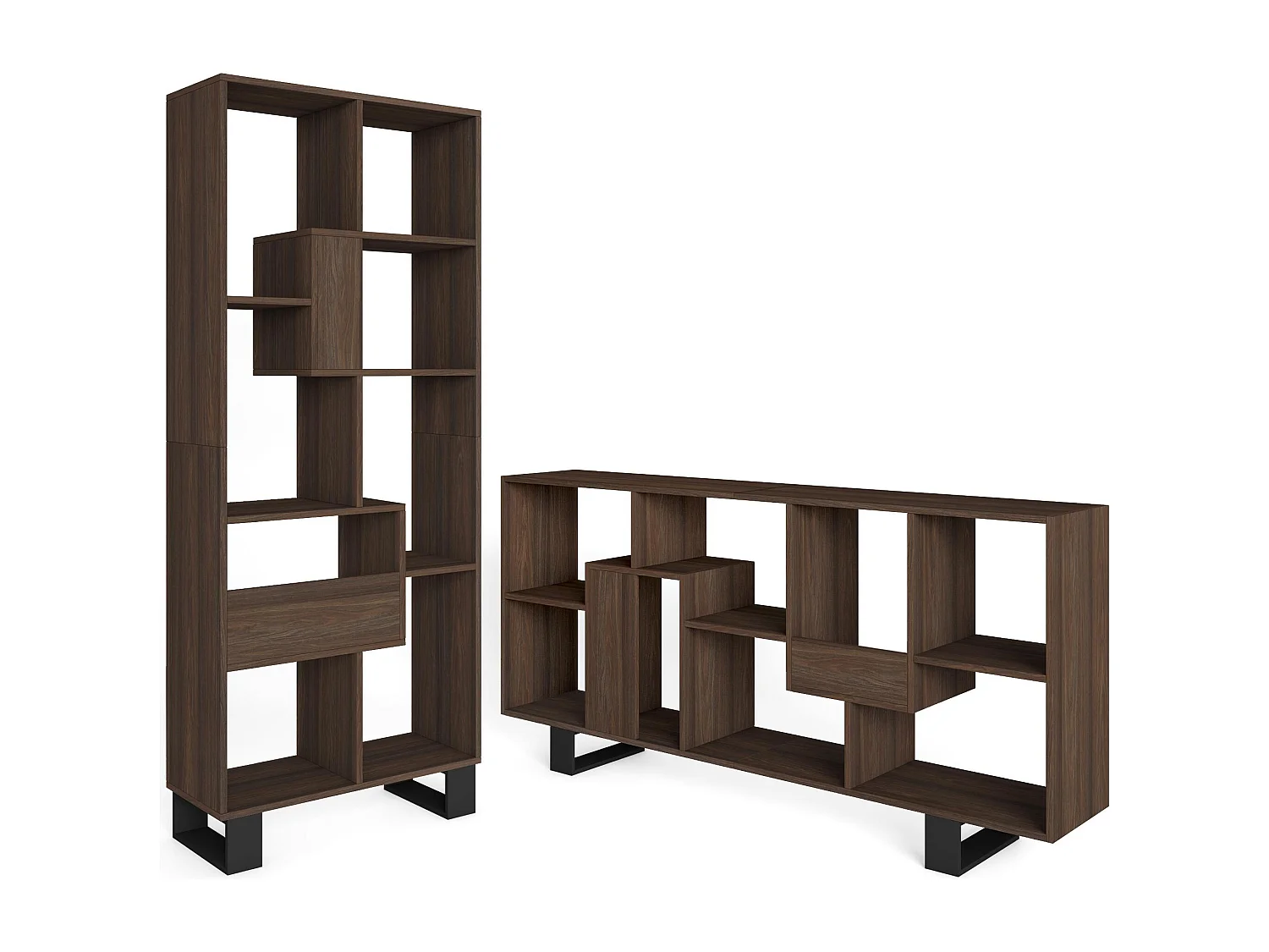 Estantes de prateleiras , 174x67x31, Design industrial, Carvalho escuro
