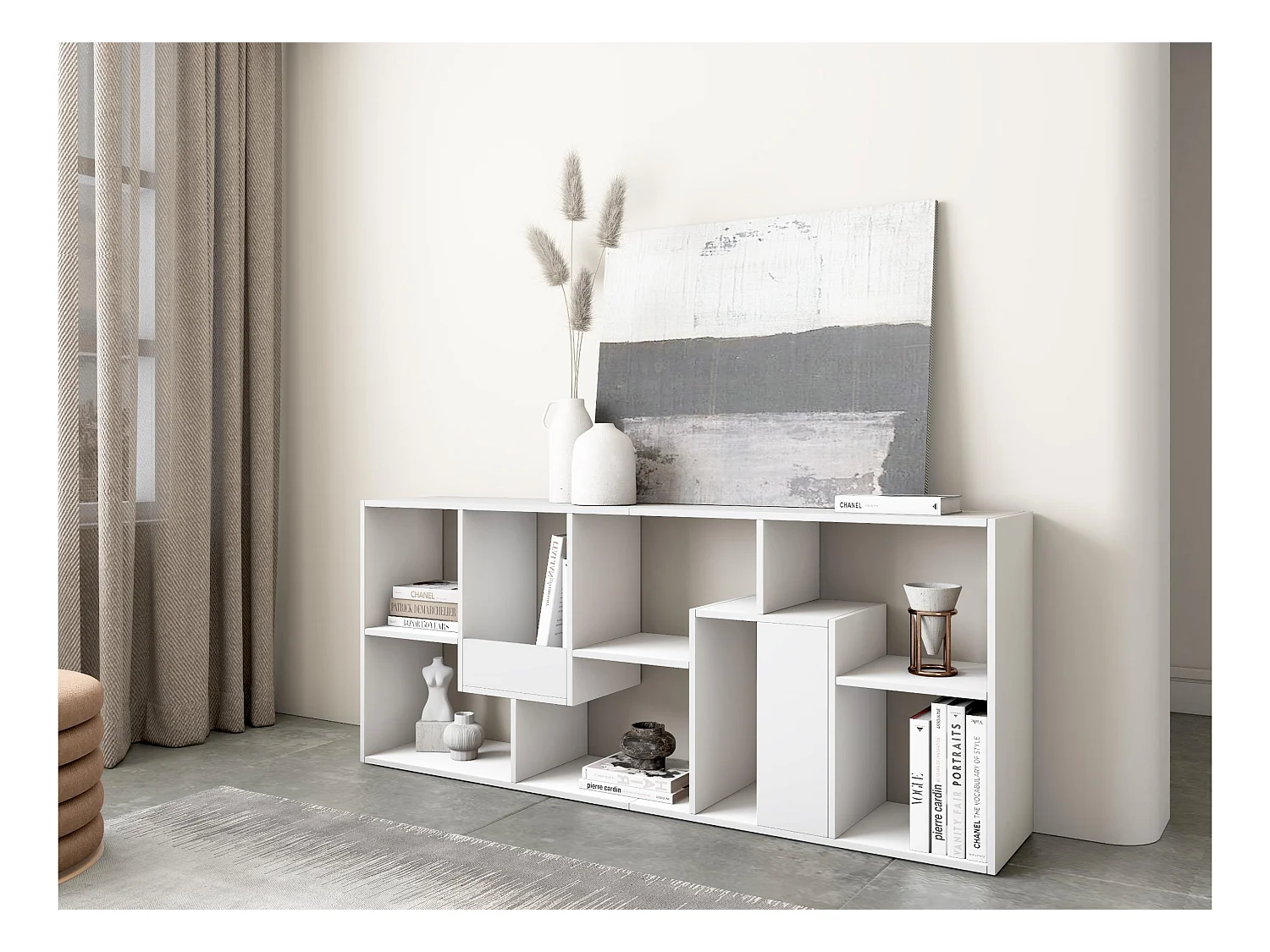 Boekenkast, Boekenplank, 162x67x31cm, Kantoorplank, Wit