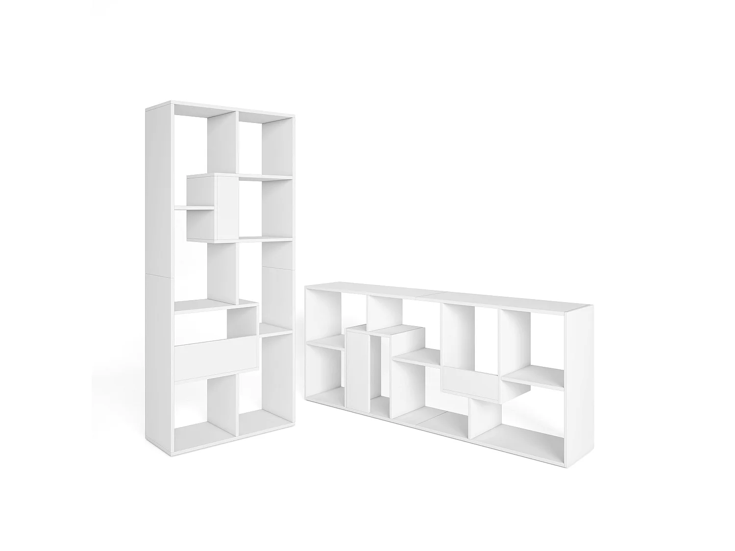 Étagère Bibliothèque, 67x31x162cm, Salon, Bureau, Blanc