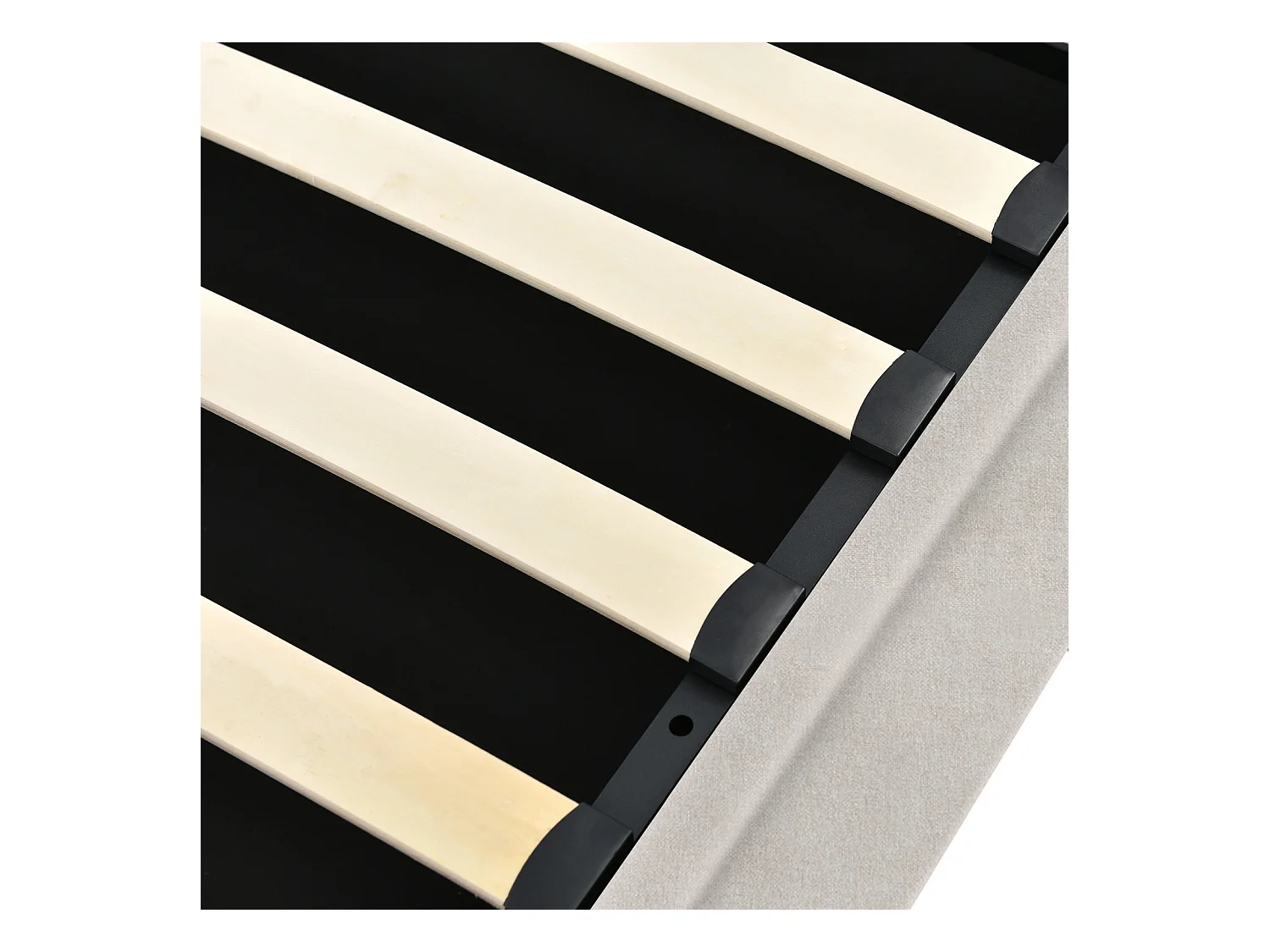 Letto idraulico con lampada da lettura - 160x200 cm - Ricarica USB e ampio spazio di archiviazione - Lino - Beige