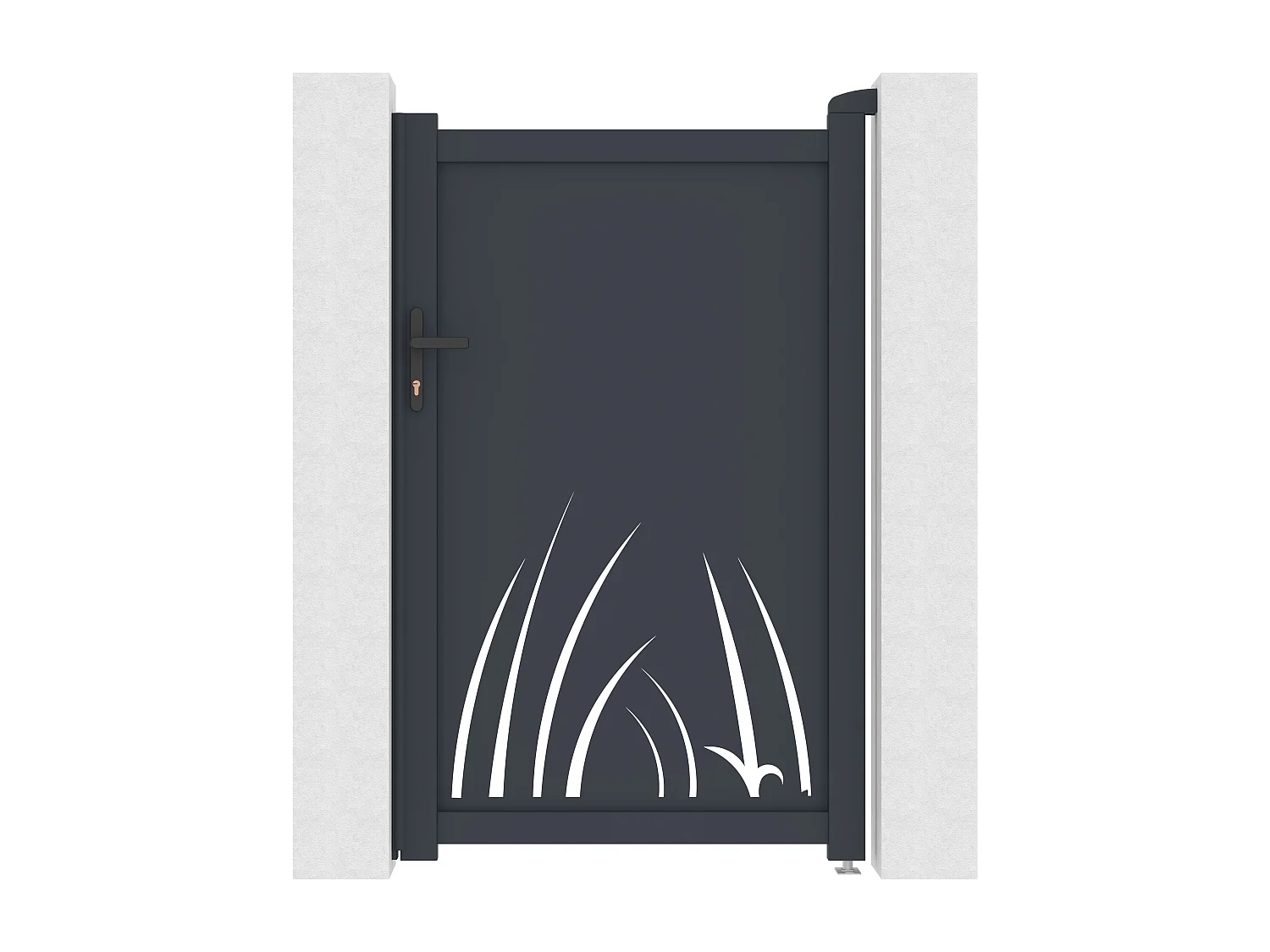 Portillon battant en aluminium à motif végétal en découpe laser - L103 x H166 cm - Anthracite - BRAMENO