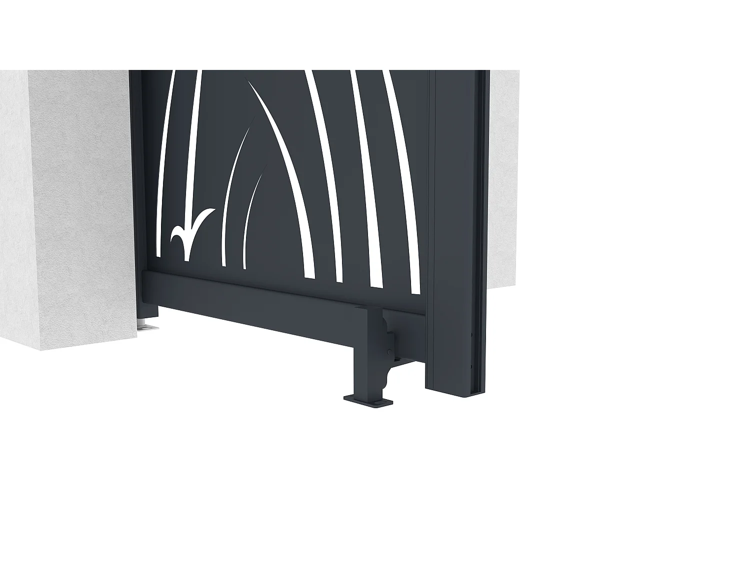 Portillon battant en aluminium à motif végétal en découpe laser - L103 x H166 cm - Anthracite - BRAMENO