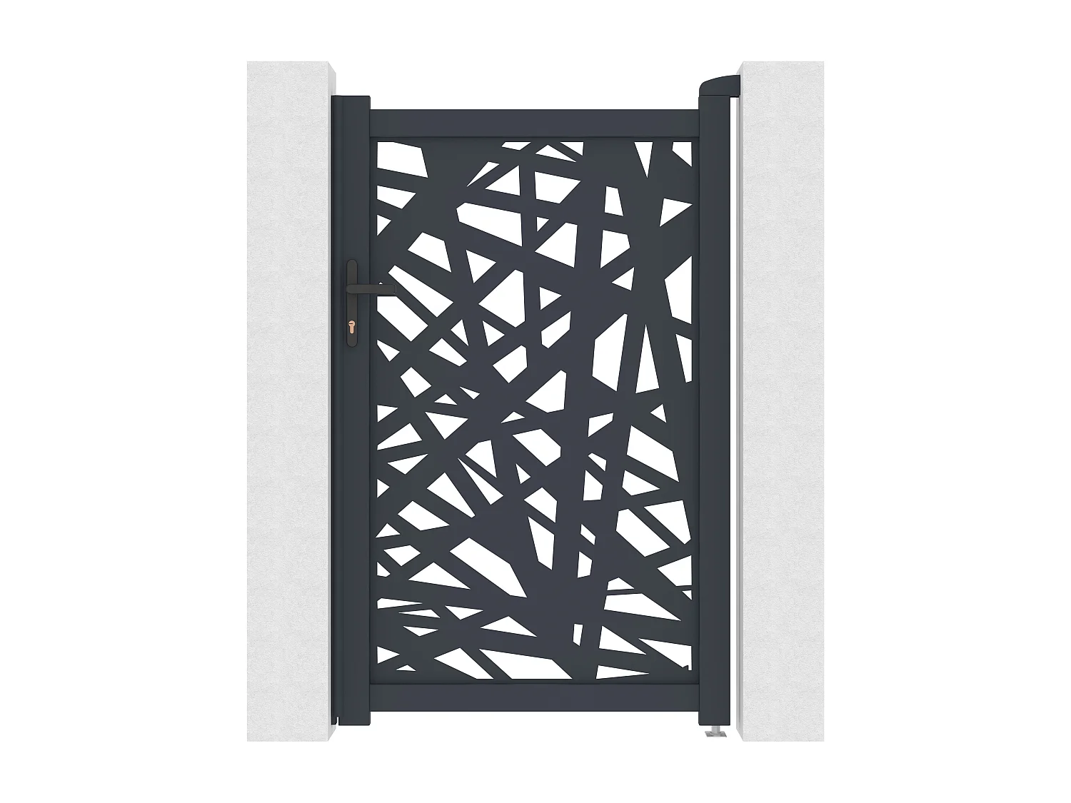 Portillon battant en aluminium à motif géométrique en découpe laser - L103 x H166 cm - Anthracite - NATAFO