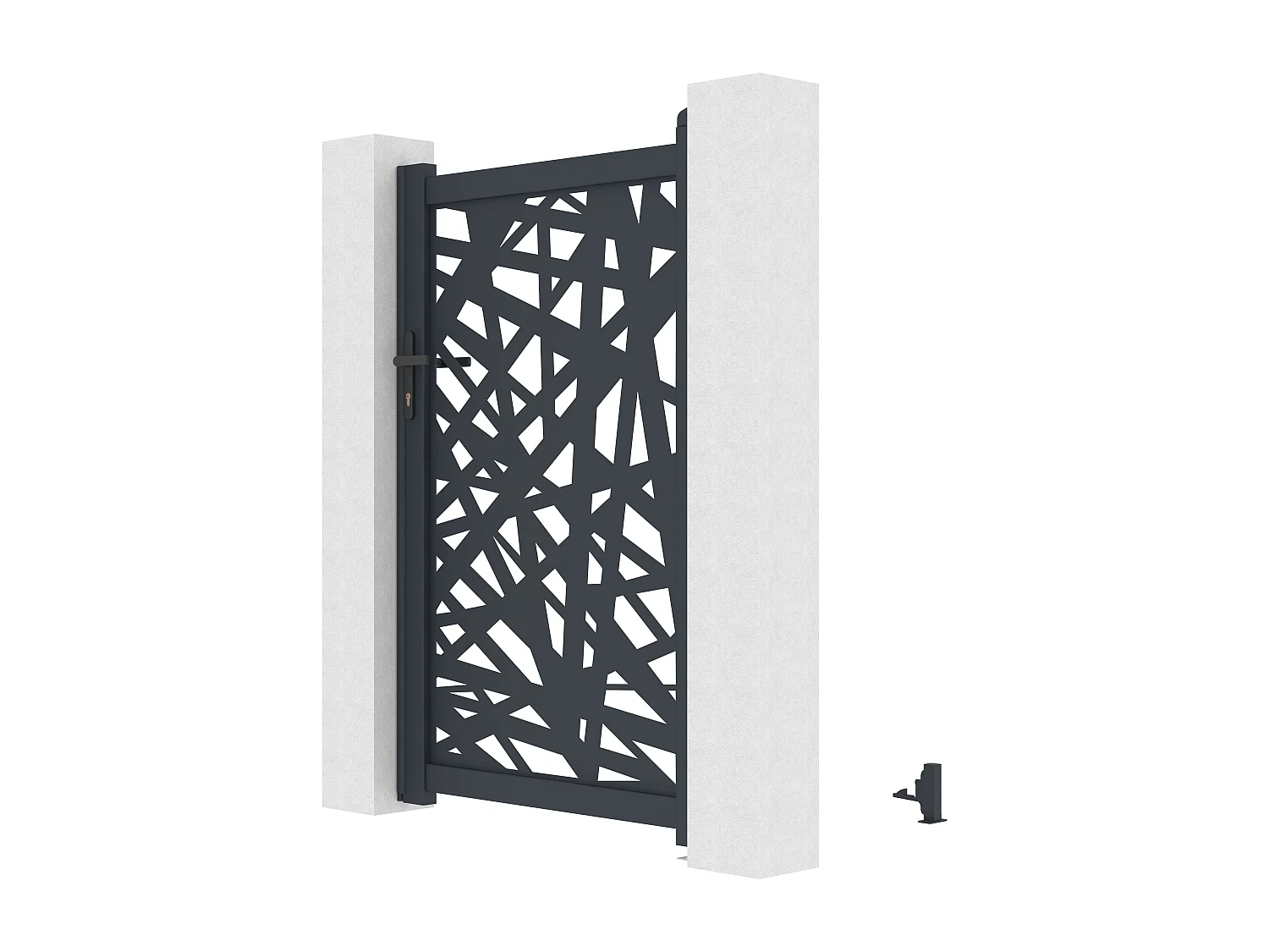 Portillon battant en aluminium à motif géométrique en découpe laser - L103 x H166 cm - Anthracite - NATAFO