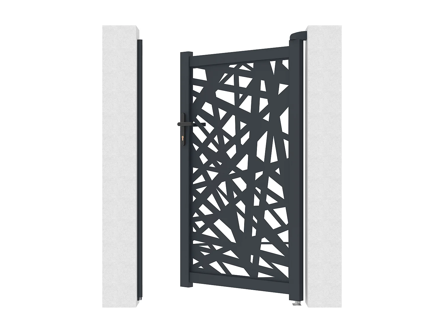 Portillon battant en aluminium à motif géométrique en découpe laser - L103 x H166 cm - Anthracite - NATAFO