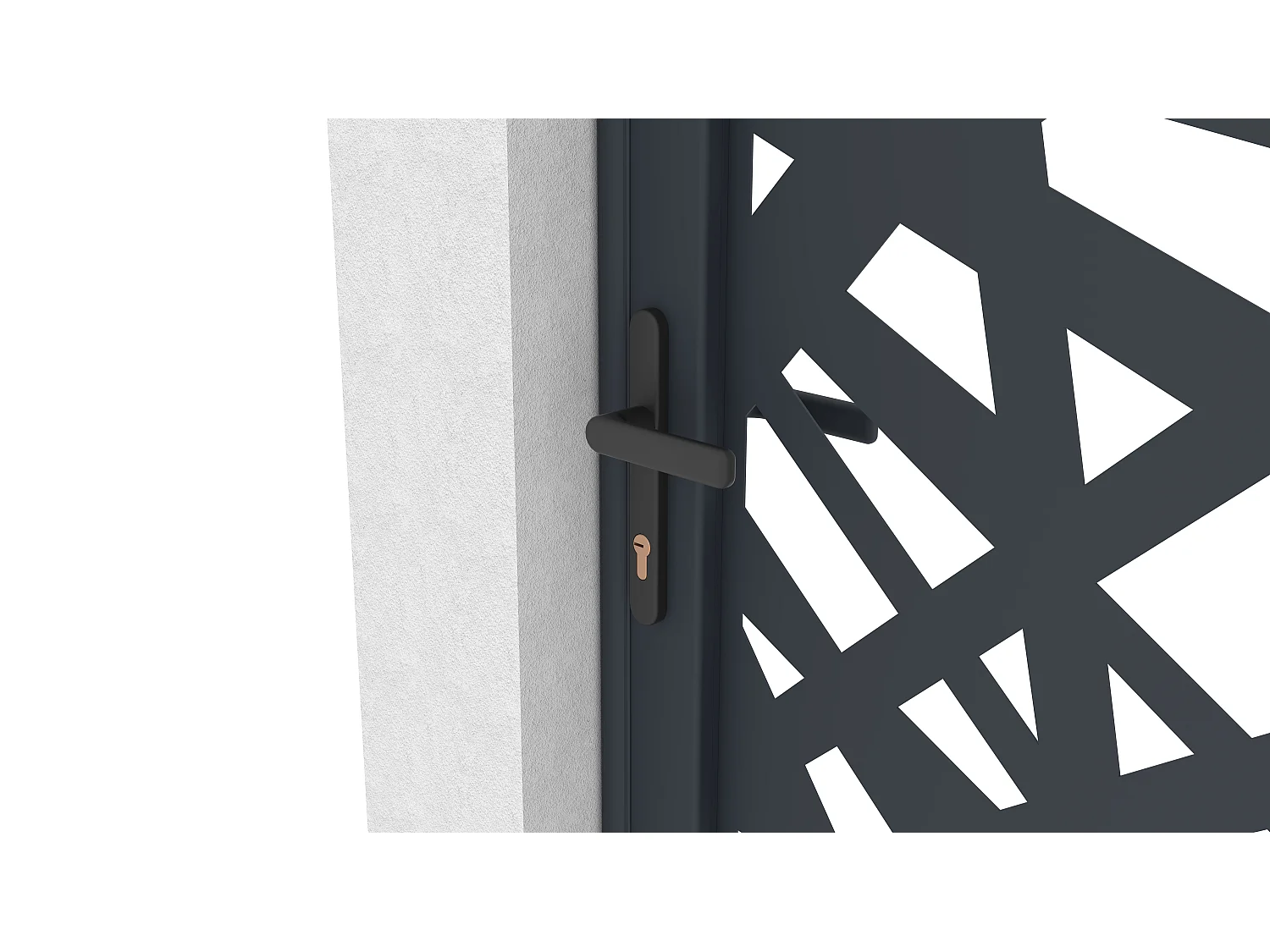 Portillon battant en aluminium à motif géométrique en découpe laser - L103 x H166 cm - Anthracite - NATAFO