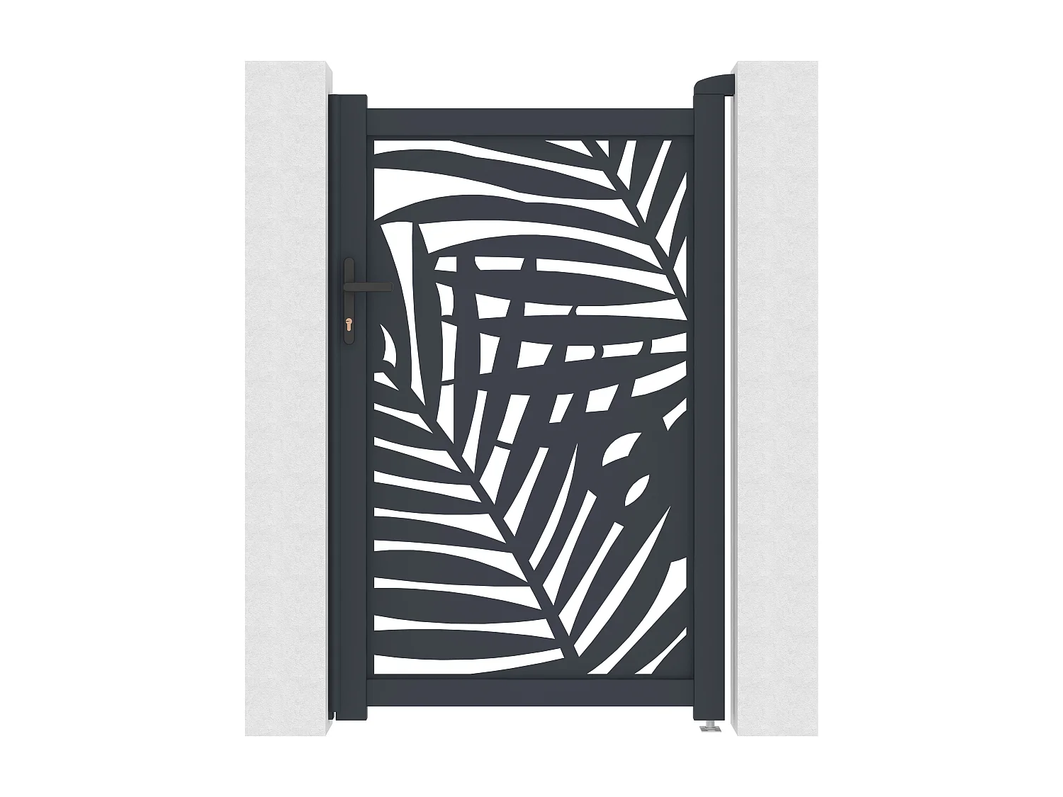 Portillon battant en aluminium à motif tropical en découpe laser - L103 x H166 cm - Anthracite - TOGIRO