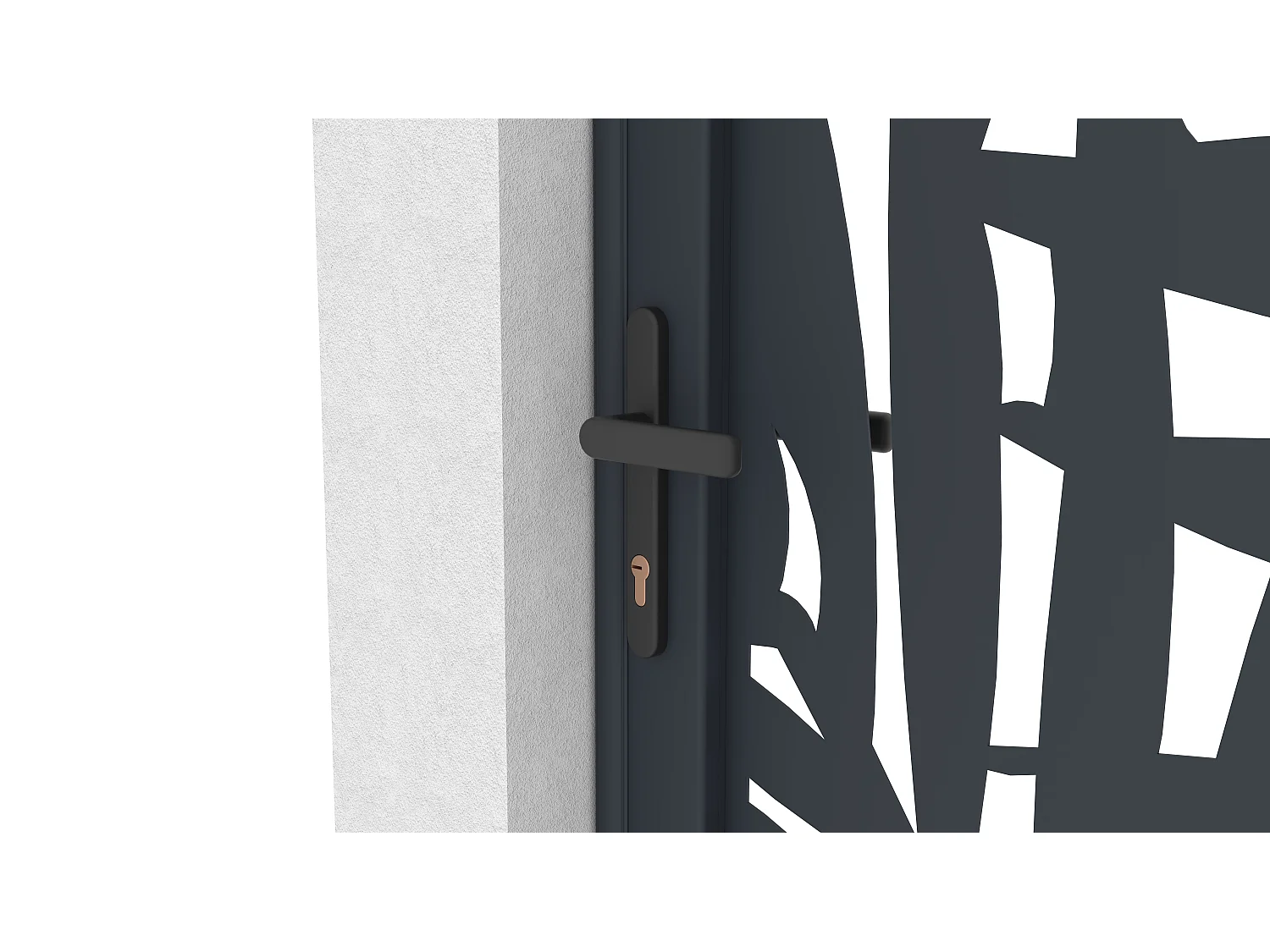 Portillon battant en aluminium à motif tropical en découpe laser - L103 x H166 cm - Anthracite - TOGIRO