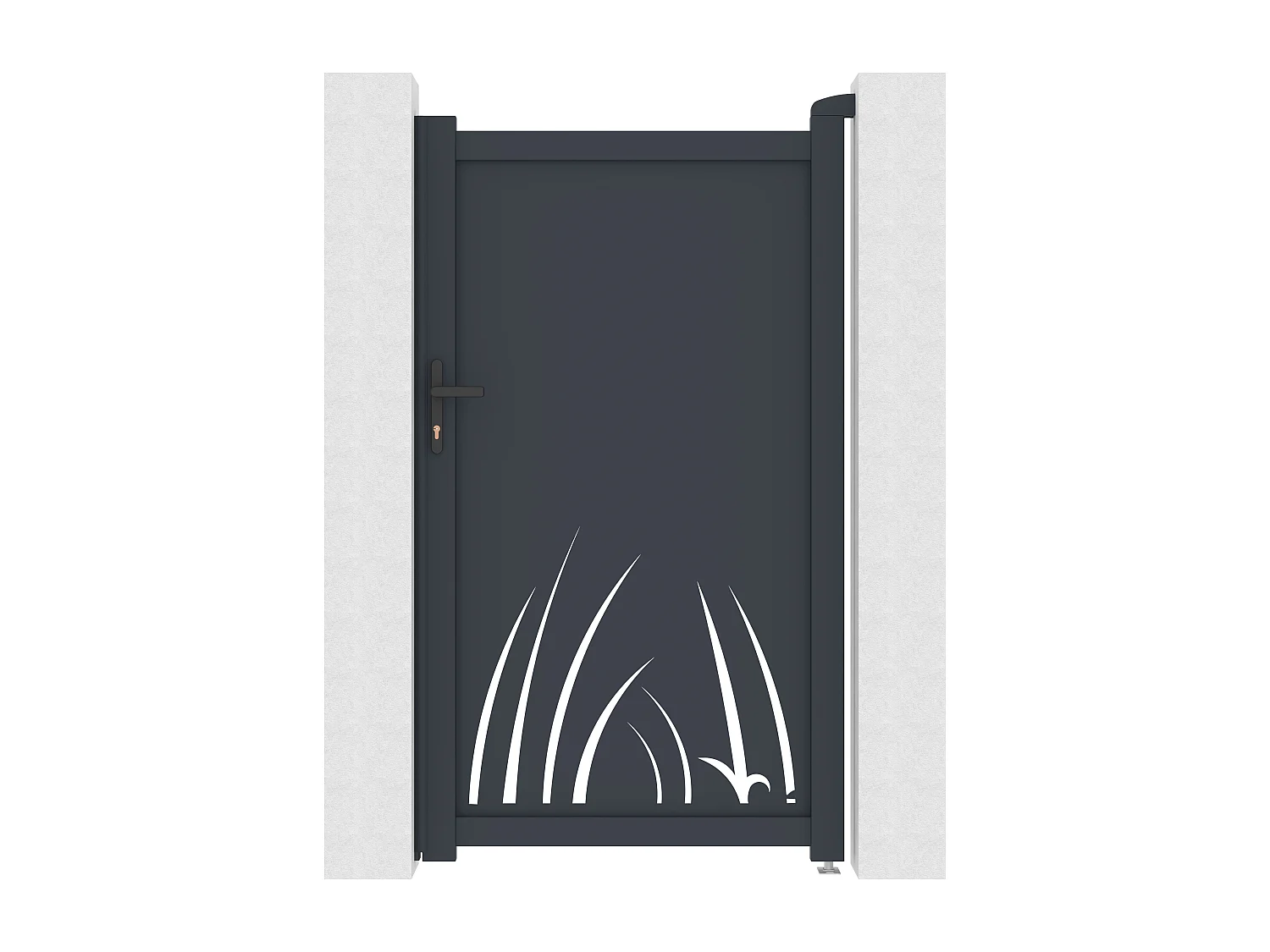 Portillon battant en aluminium à motif végétal en découpe laser - L103 x H181 cm - Anthracite - BRAMENO