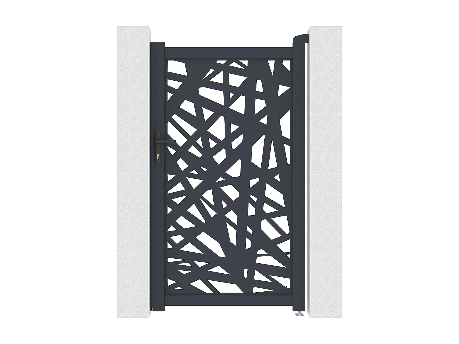 Portillon battant en aluminium à motif géométrique en découpe laser - L103 x H181 cm - Anthracite - NATAFO