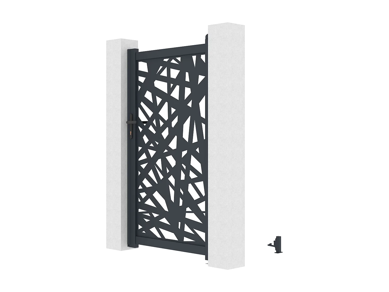 Portillon battant en aluminium à motif géométrique en découpe laser - L103 x H181 cm - Anthracite - NATAFO