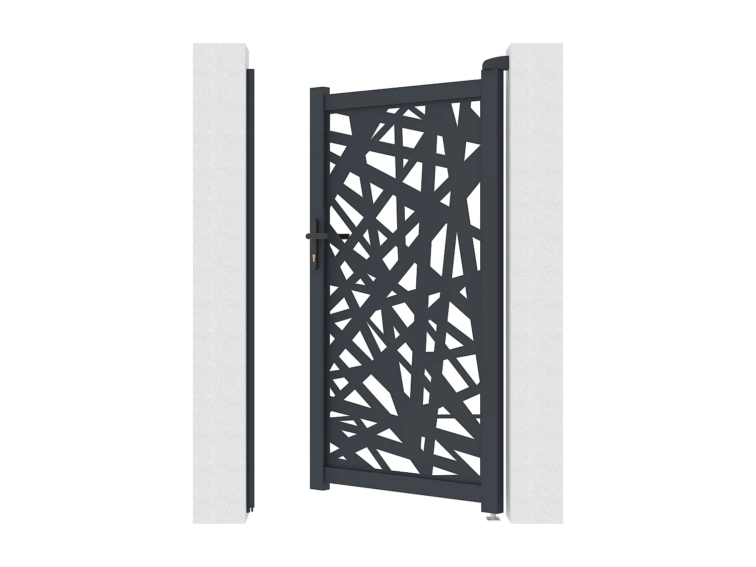 Portillon battant en aluminium à motif géométrique en découpe laser - L103 x H181 cm - Anthracite - NATAFO