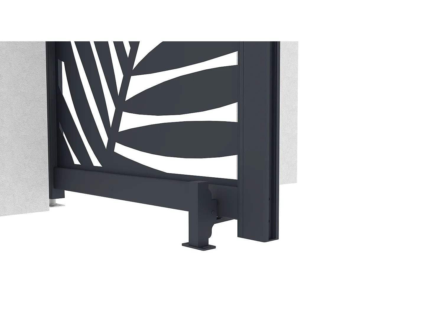 Portillon battant en aluminium à motif tropical en découpe laser - L103 x H181 cm - Anthracite - TOGIRO