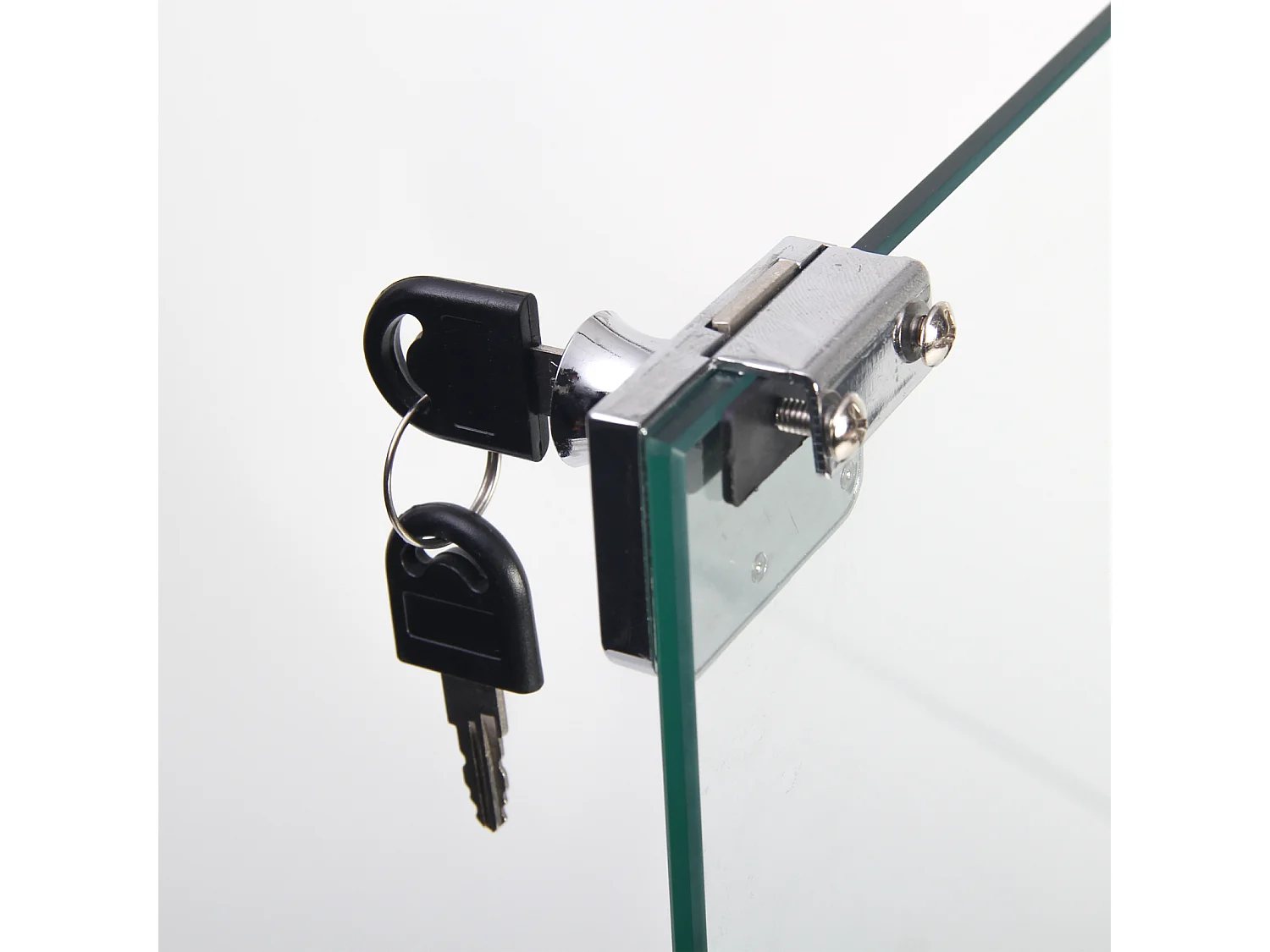 Vitrine en verre – 3 étagères, Bibliothèque moderne en bois, Portes avec serrure, Noir