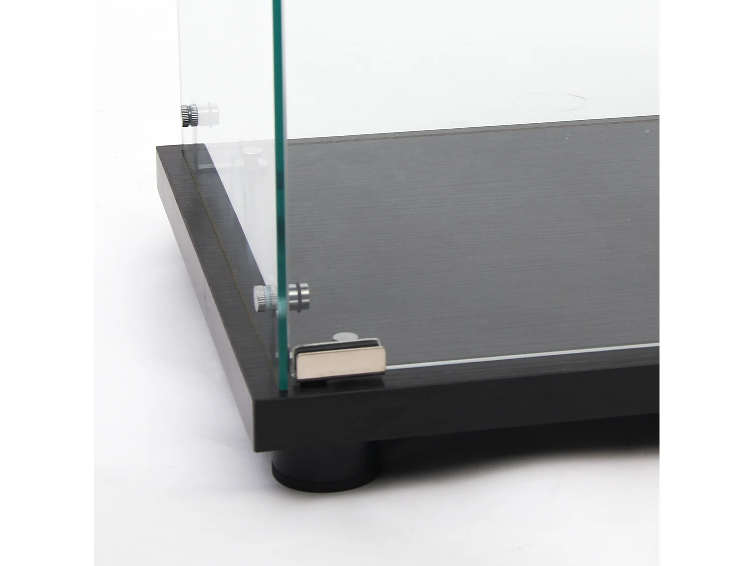 Vitrine en verre – 3 étagères, Bibliothèque moderne en bois, Portes avec serrure, Noir