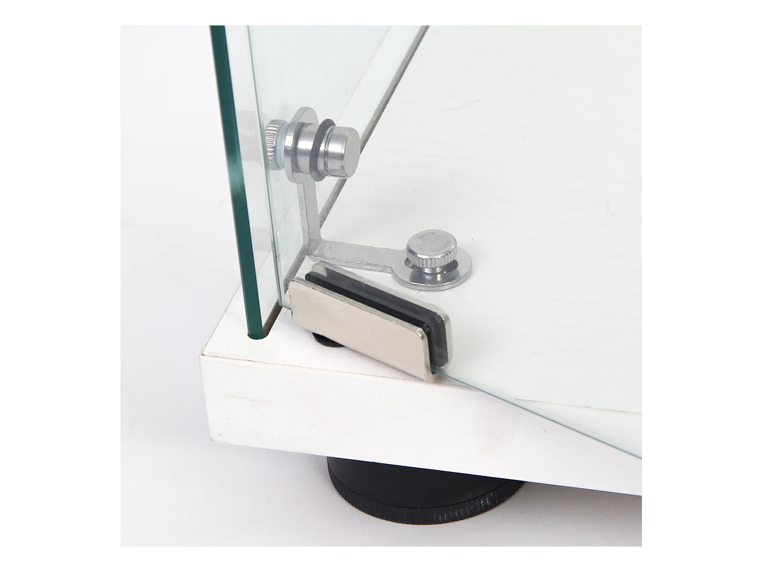 Vitrine en Verre GARHELPER – 3 Étagères, 1 Porte, Verre Trempé, Blanc, 42x36x125 cm